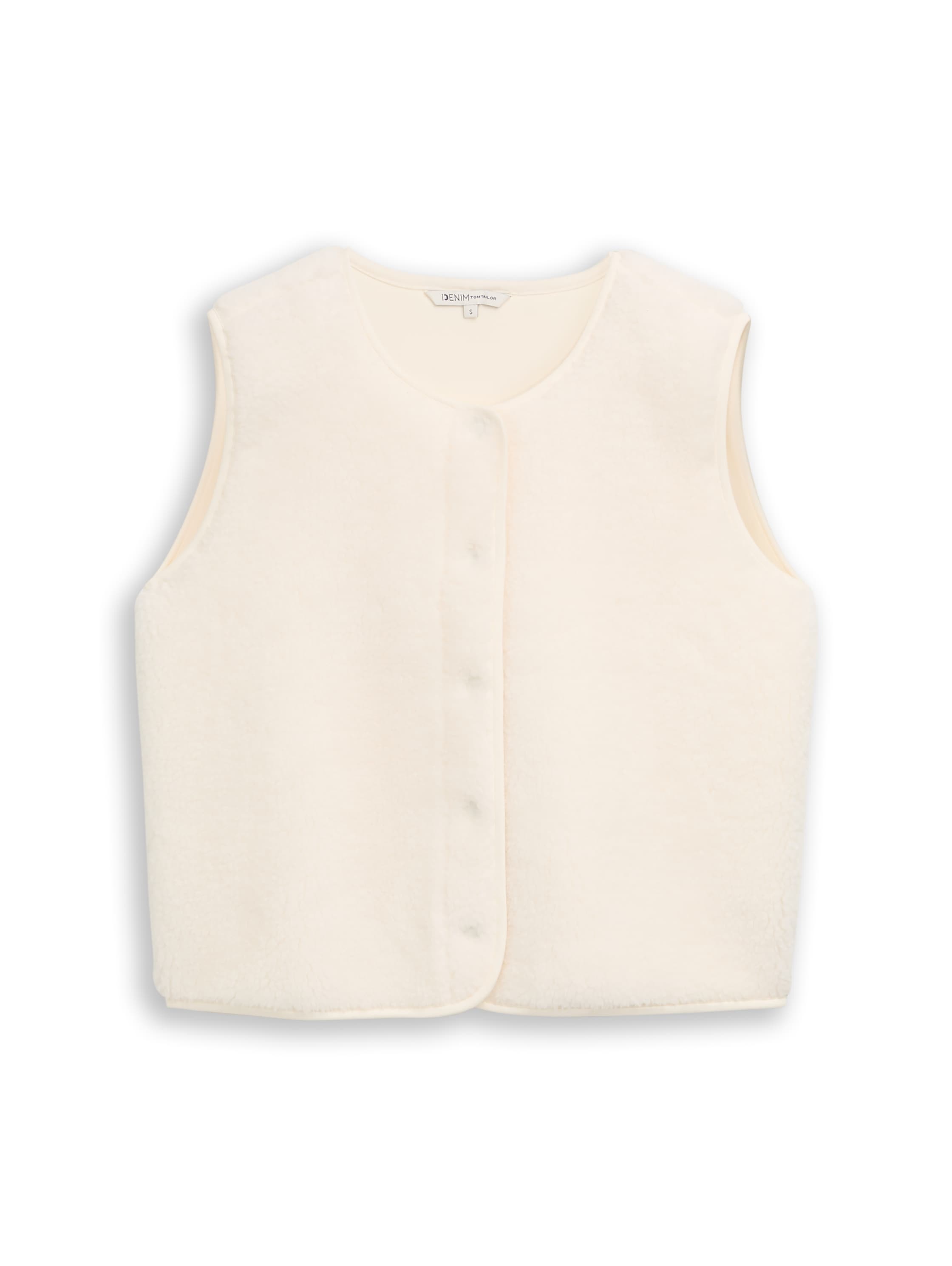 TOM TAILOR Denim Gilet polaire veste teddy avec boutons-pression