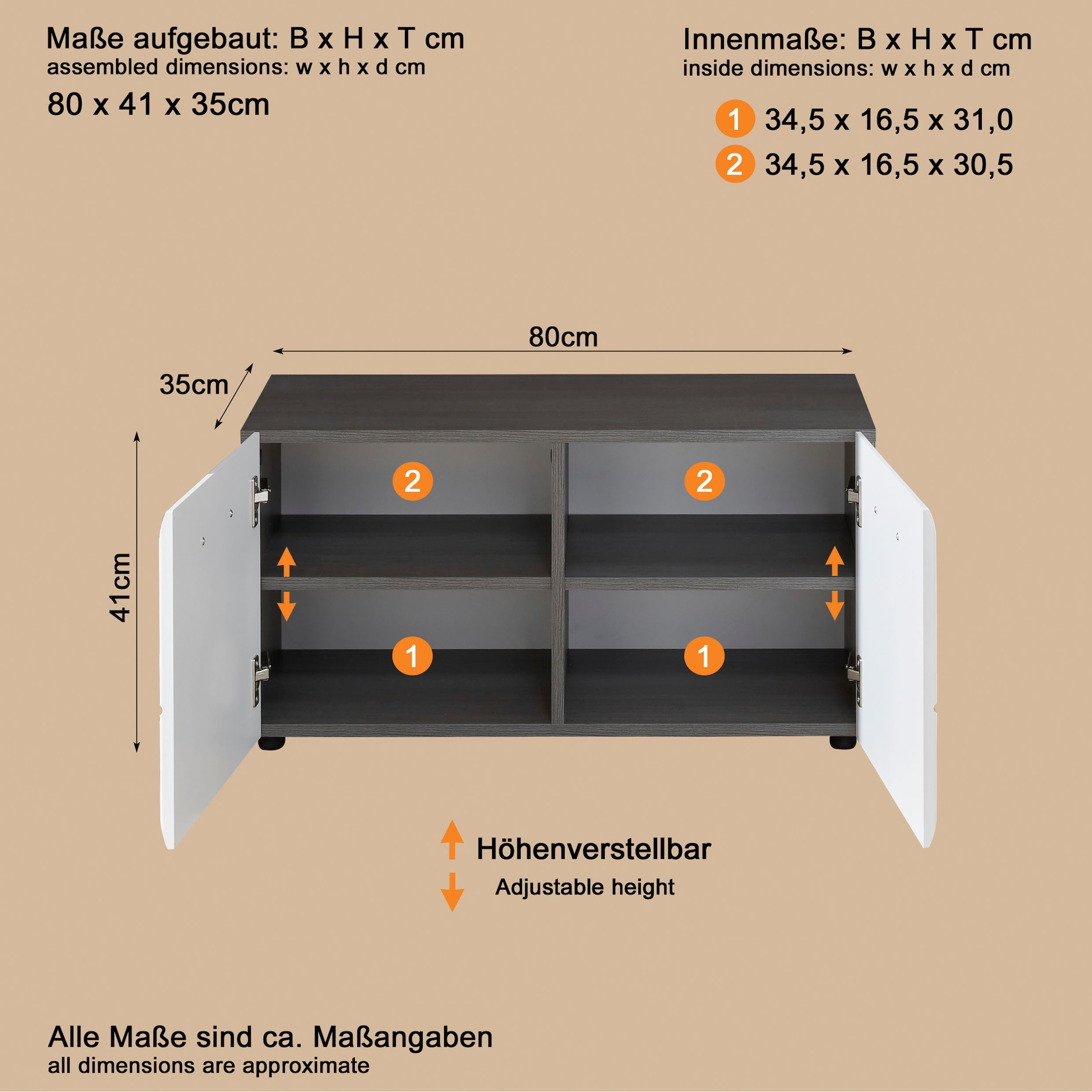 Home affaire Banc »Sovana« Sitzbank mit 2 Türen - (B/T/H) 80/35/41 cm