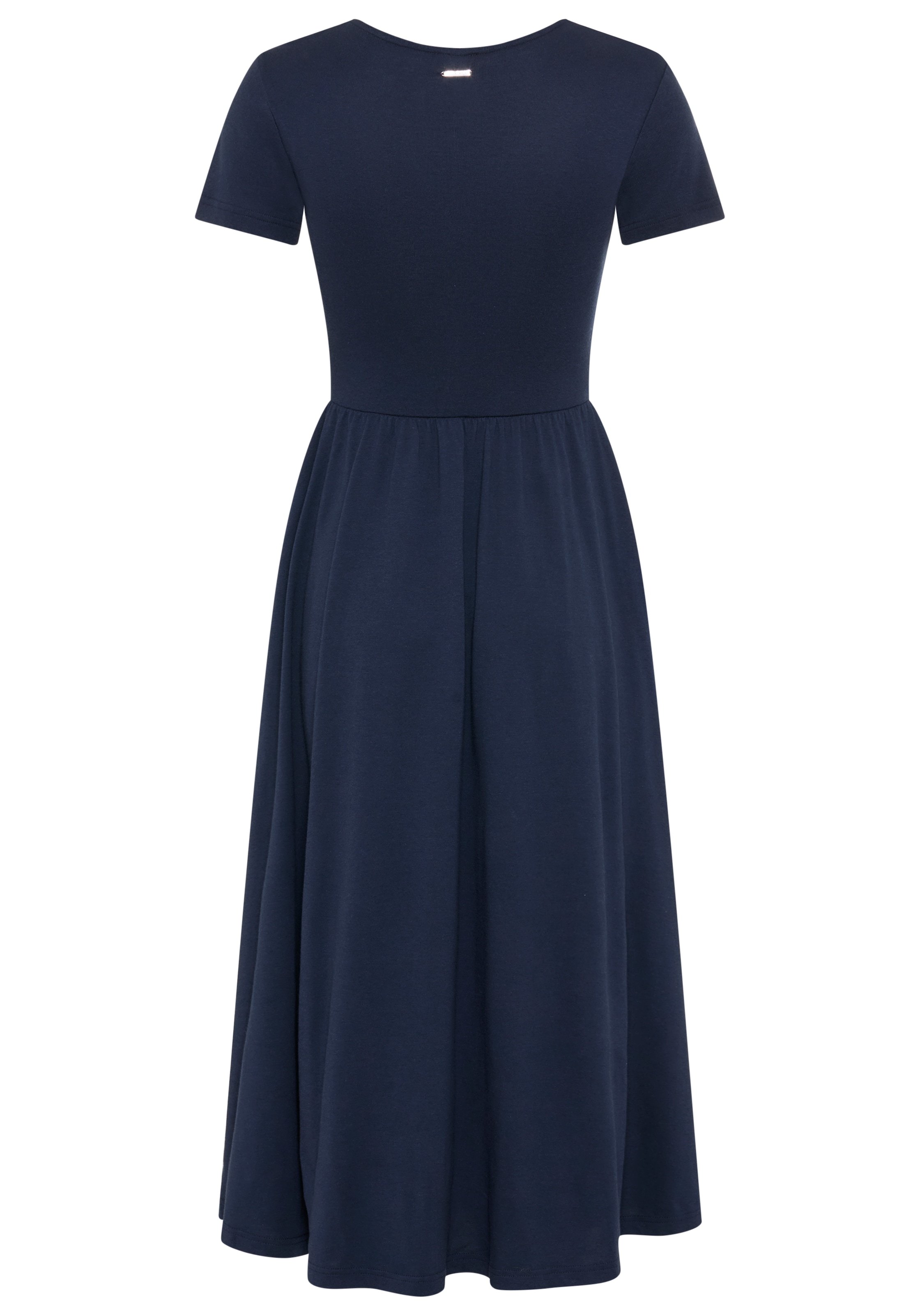 Laura Scott Midikleid Seitennahttaschen wadenlanger Schnitt, aus Baumwolle und Modal, Kurzarm, figurbetont