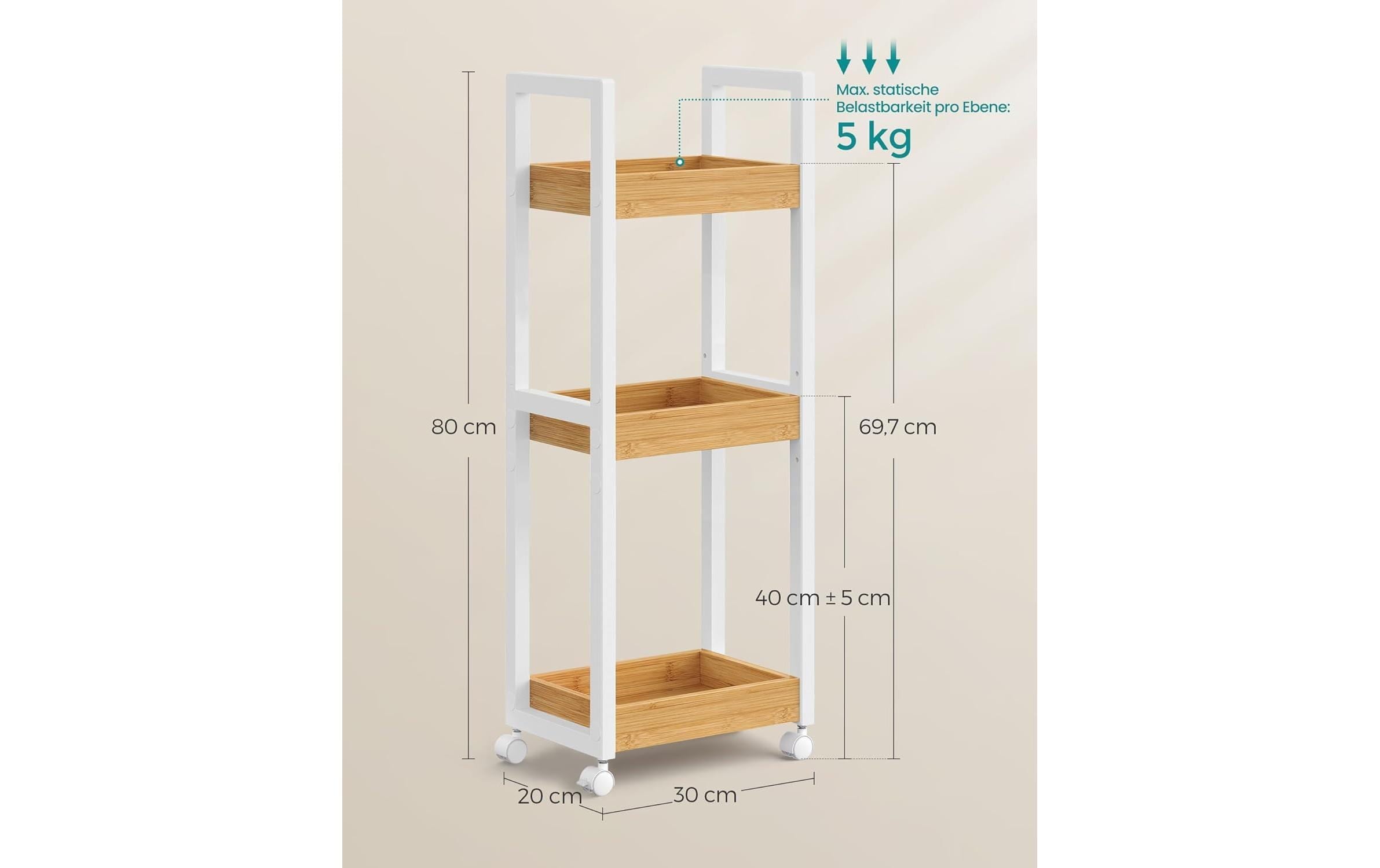 SONGMICS Regal »mit 3 Ebenen 30 x 20 x 80 cm«
