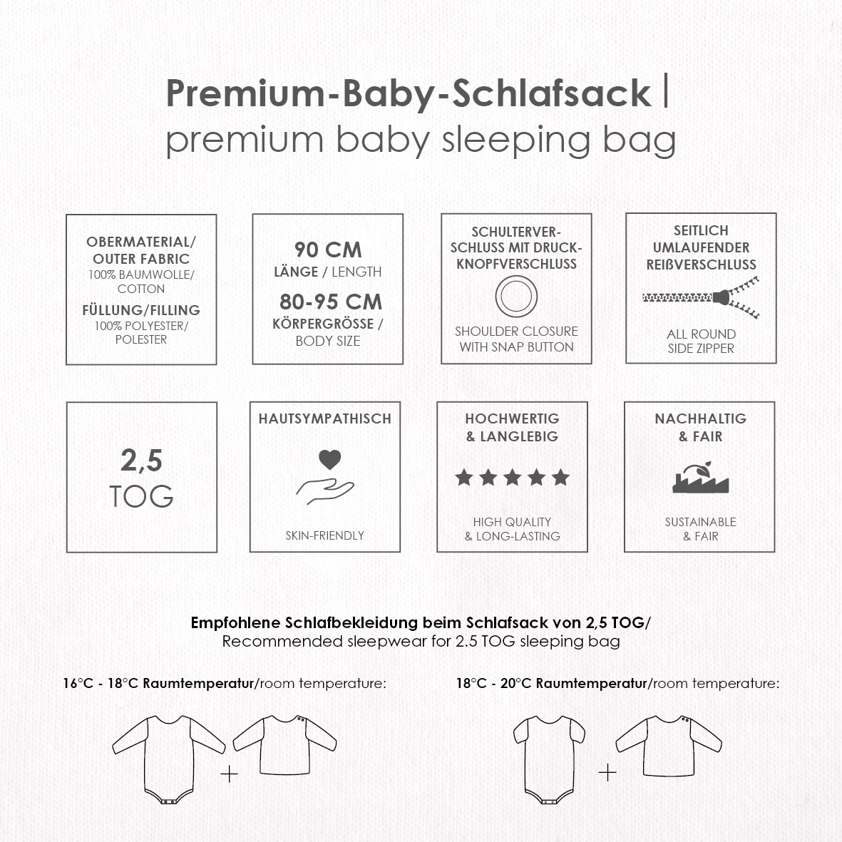 Baby Best Sac de couchage pour bébé »Moon and Stars Baby-Schlafsack 90cm«