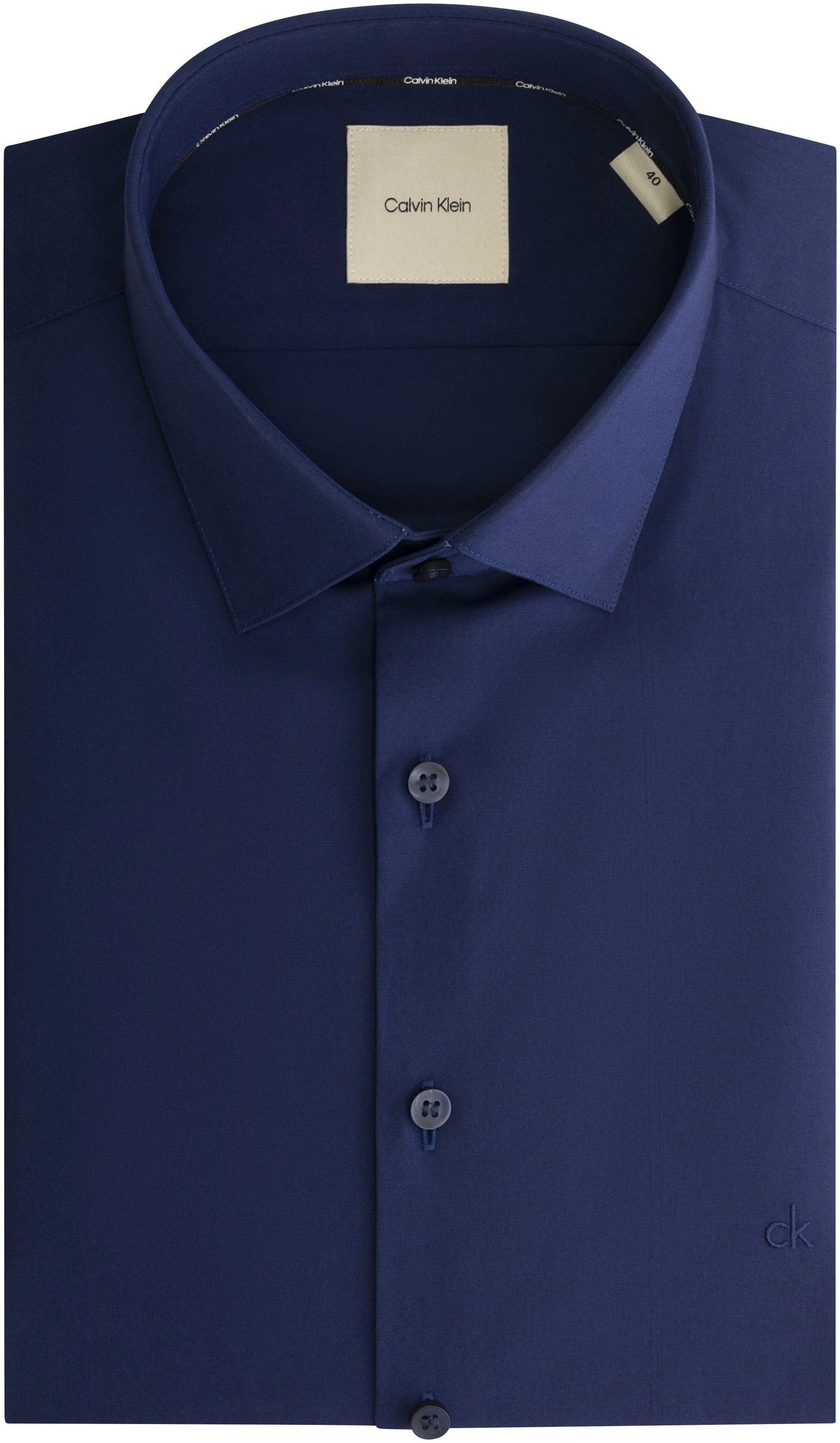 Calvin Klein Businesshemd »POPLIN STRETCH SLIM SHIRT« mit Kentkragen, Logoprint auf Brusthöhe