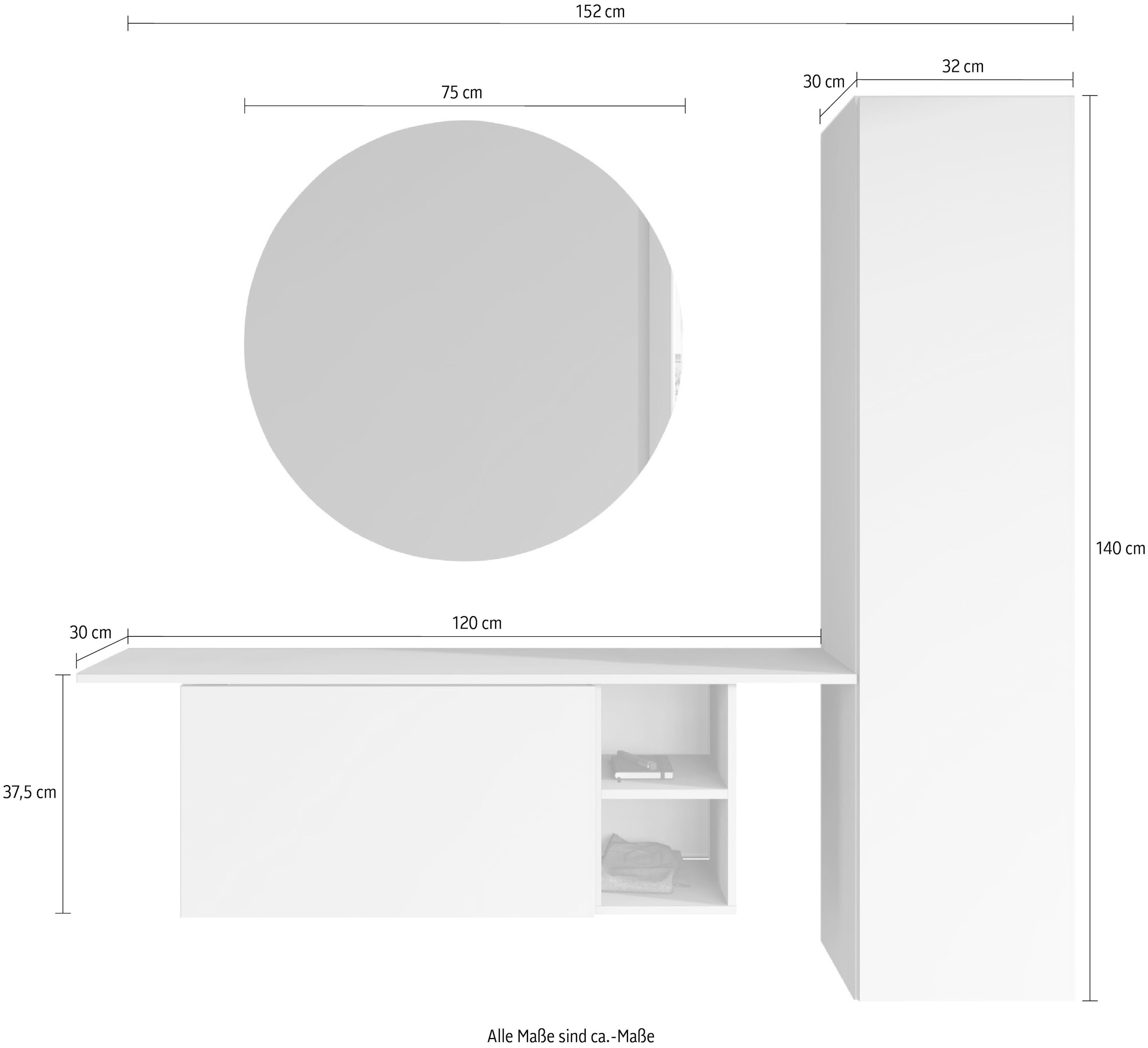 borchardt Möbel Ensemble de vestiaires »Toledo, moderne Garderobe mit Spiegel, Schminktisch mit Regalfächern« Ensemble complet, 