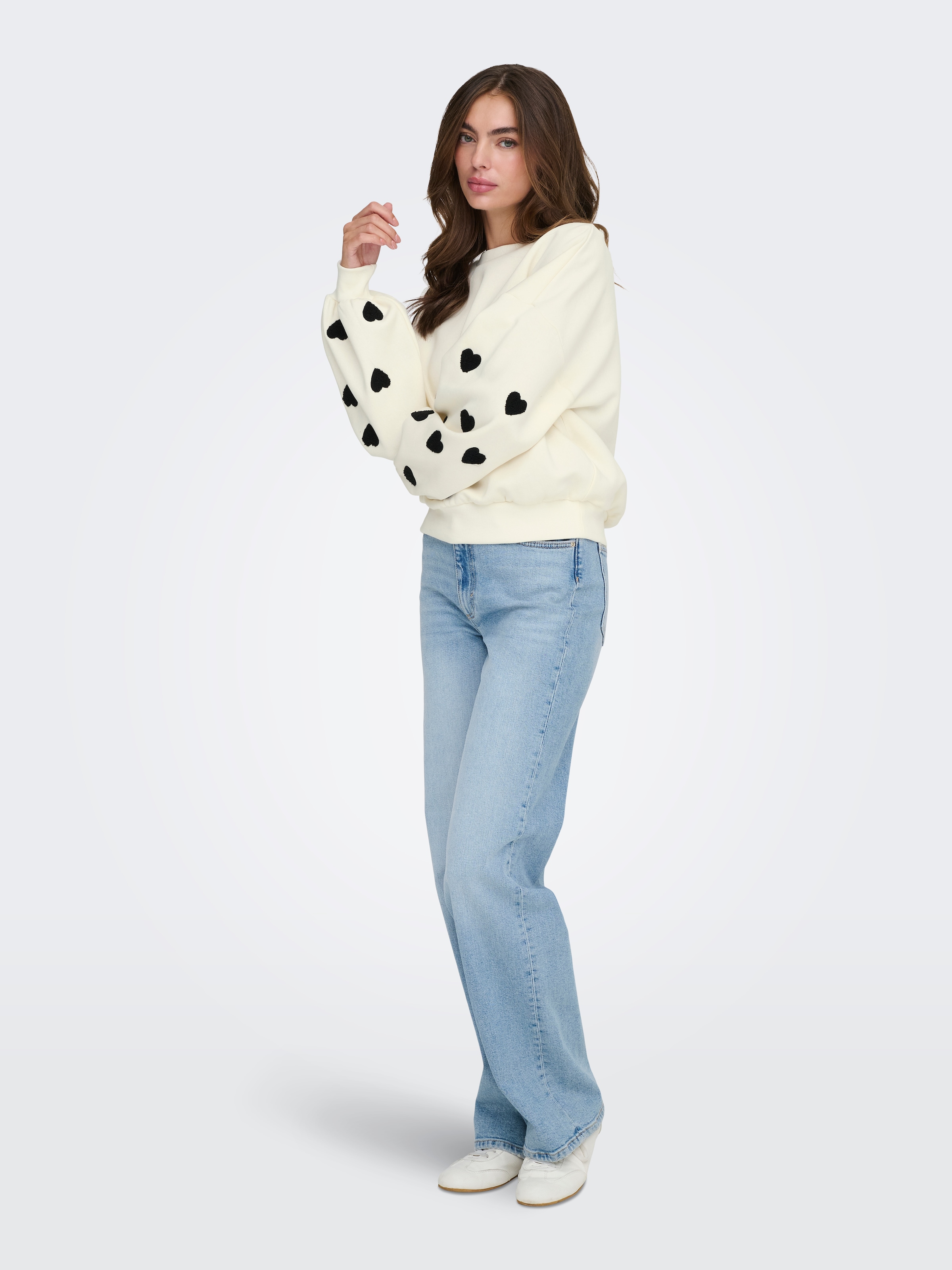 ONLY Sweat-shirt »ONLMACY L/S O-NECK BOX CC SWT«, mélange coton, coupe régulière
