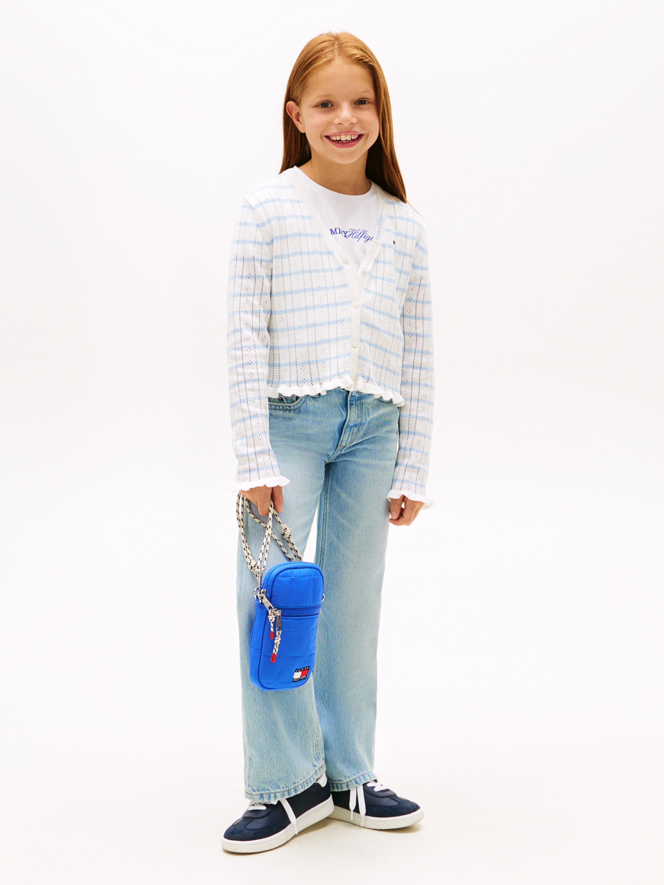 Tommy Hilfiger Veste en tricot »POINTELLE CARDIGAN« Enfants jusqu'à 16 ans, avec volants, coupe régulière