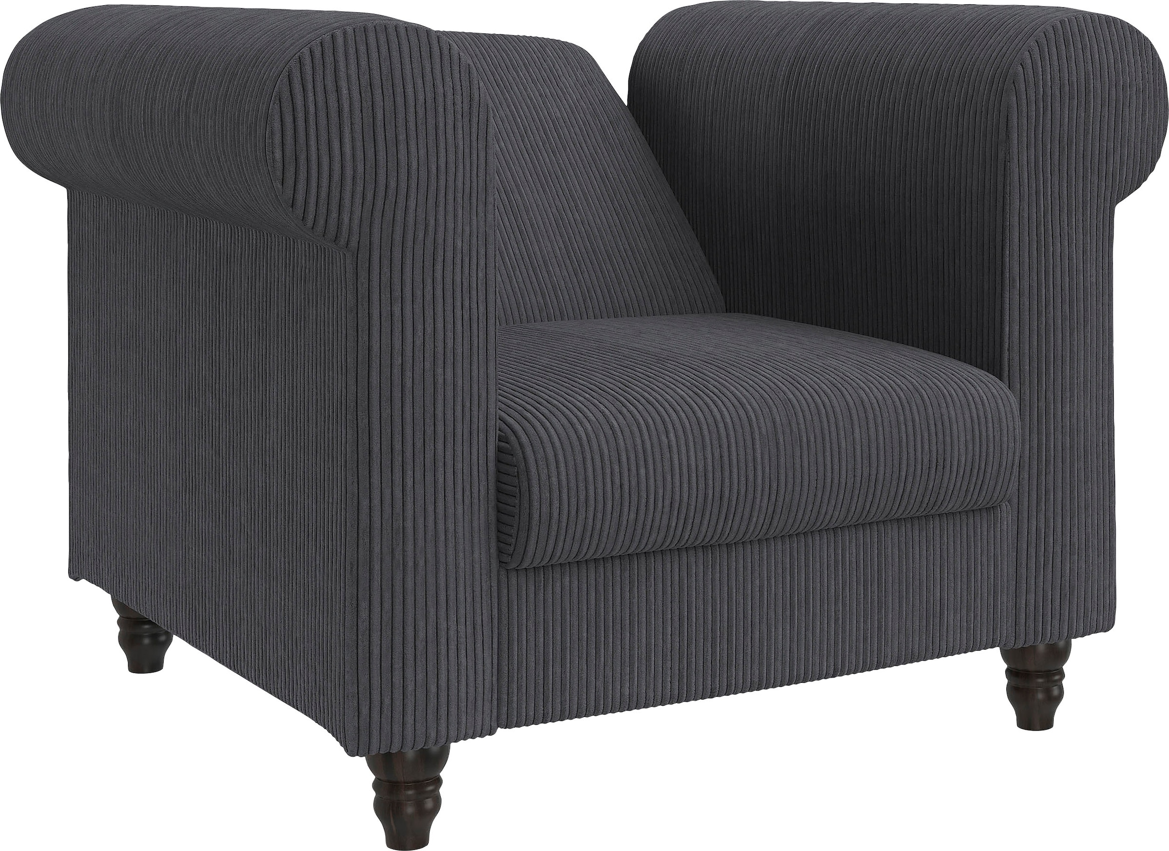 Dorel Home Chesterfield-Sessel »Felix II in Breit-Cord« mit Rückenlehne 3-fach verstellbar, Beine Massivholz, Sitzhöhe 46 cm