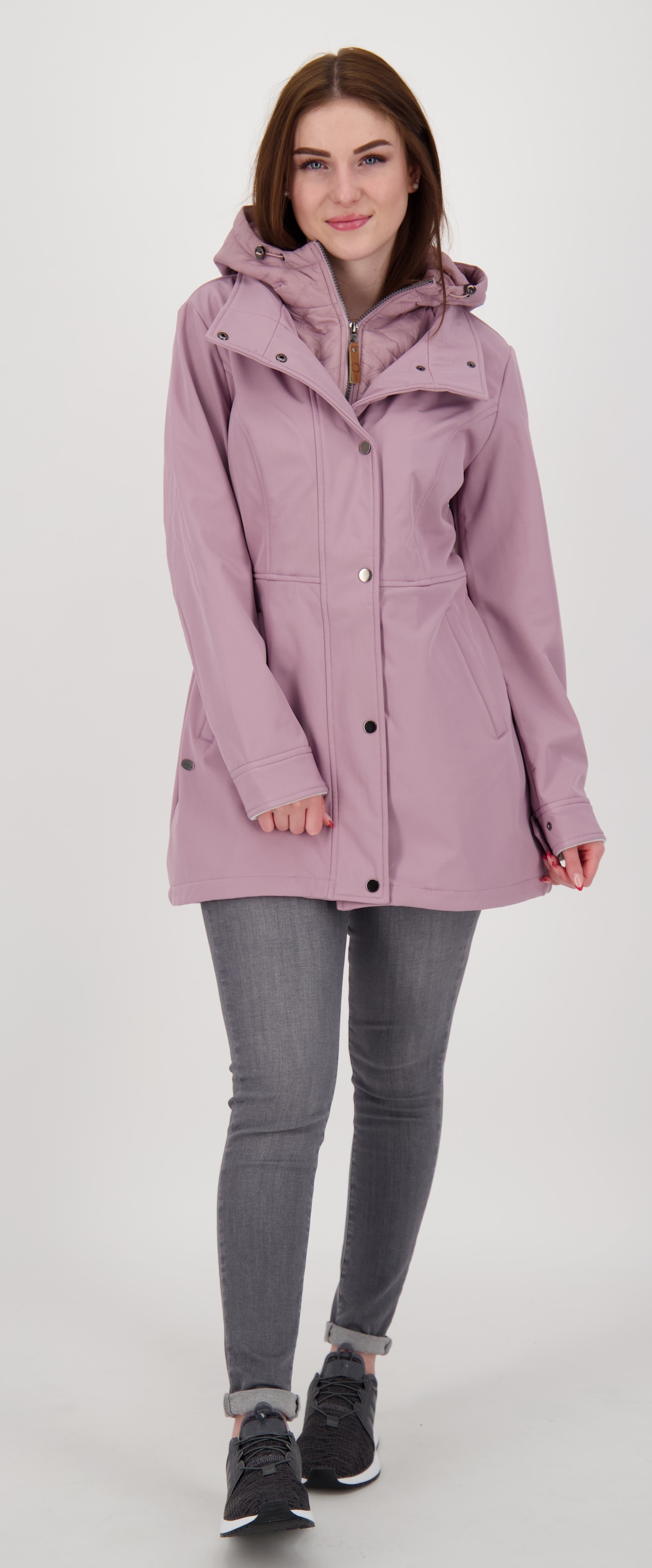 LPO Softshelljacke »LUCANIA PEAK Women« leichte Softshelljacke mit All-Over-Print und abnehmbarer Kapuze