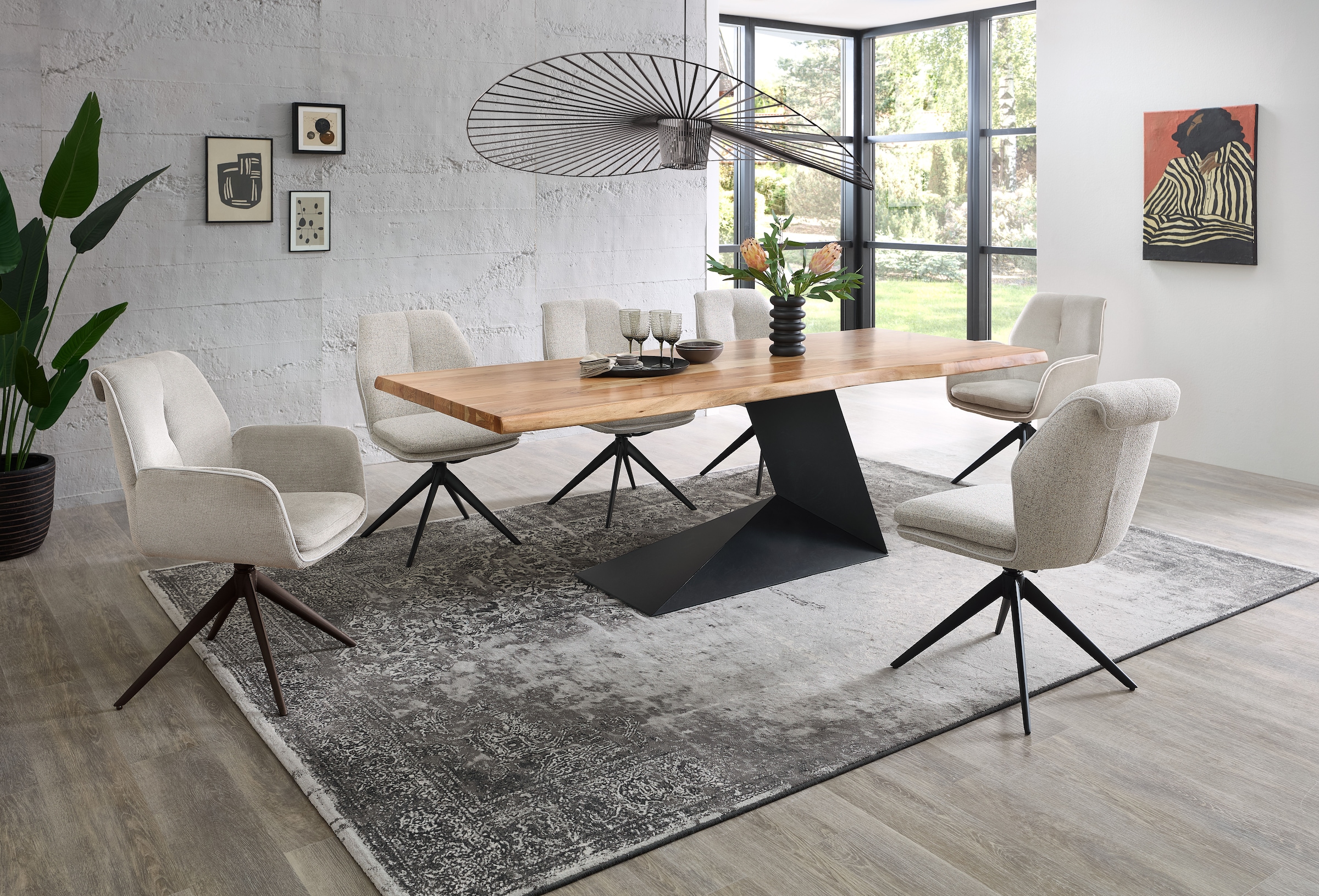 Stolkom Table de salle à manger »Alan Esszimmertisch Massivholz, wahlweise in 240 oder 200 cm breite« Akazie Massivholz, Flächenbelastung des Tisches ca. 90 kg