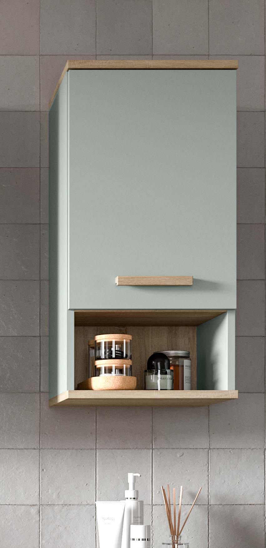 welltime Armoire suspendue »MINTTU, Höhe 68 cm, 1 Tür, 1 Einlegeboden, 1 offenes Fach« Türanschlag rechts und links montierbar,  Badmöbel, Badschrank, Schrank, Bad, Wandschrank