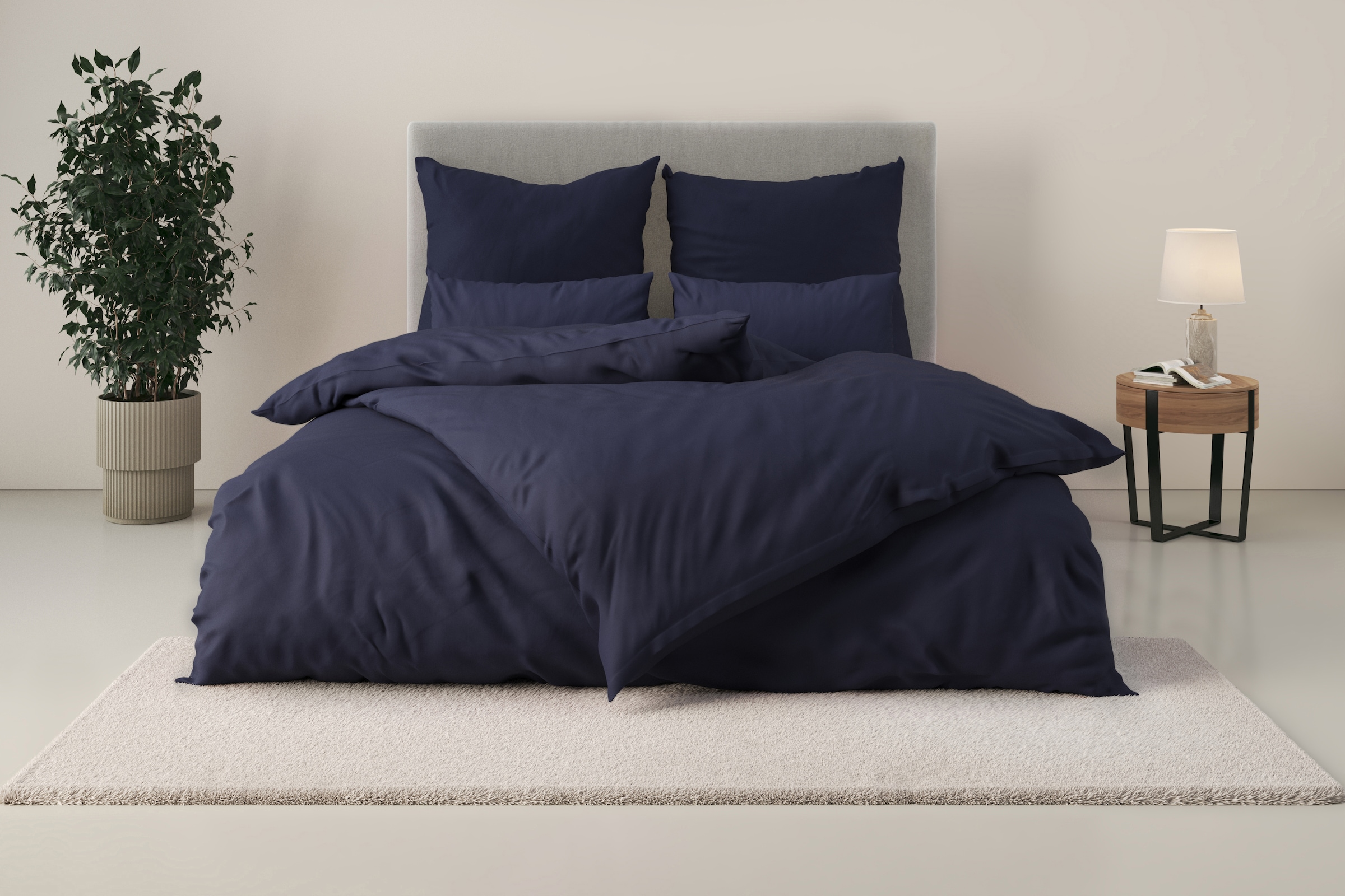 GOODproduct Linge de lit »Mila in 135x200, 155x220 oder 200x200 cm« 2 Mako-Satin, Bettwäsche aus Baumwolle, unifarbene Bettwäsche