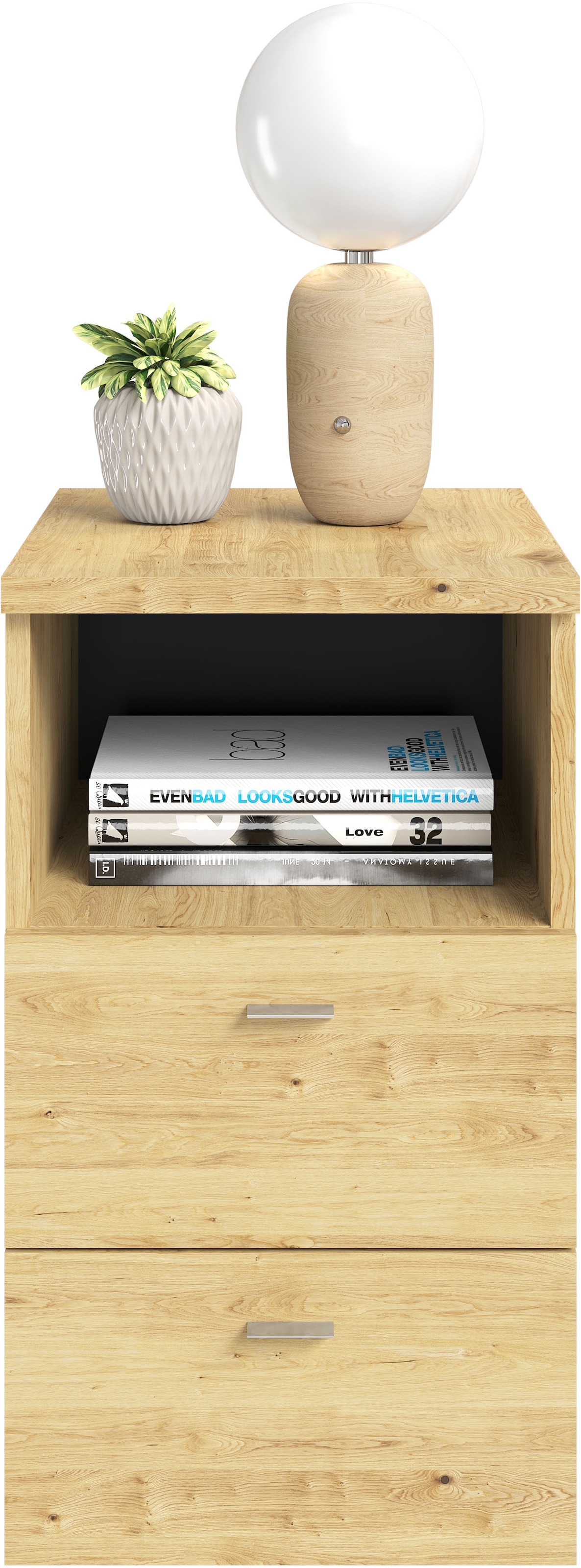 FMD Console de nuit »Suva« Nachttisch m. 2 Schubkästen und offenem Fach