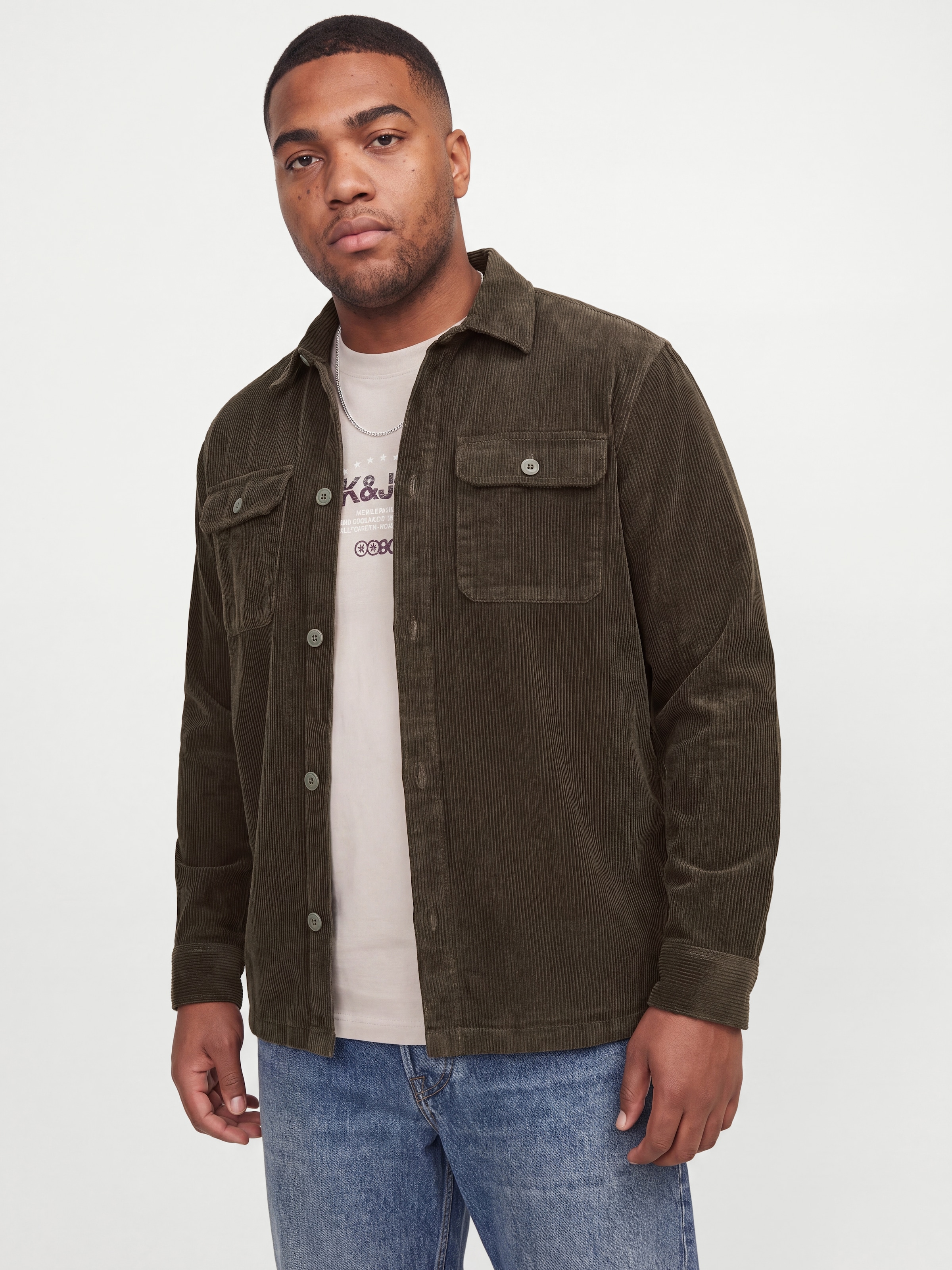 Jack & Jones PlusSize Chemise à manches longues »JJEREGENT CORD OVERSHIRT LS SN PLS« coton, coupe régulière