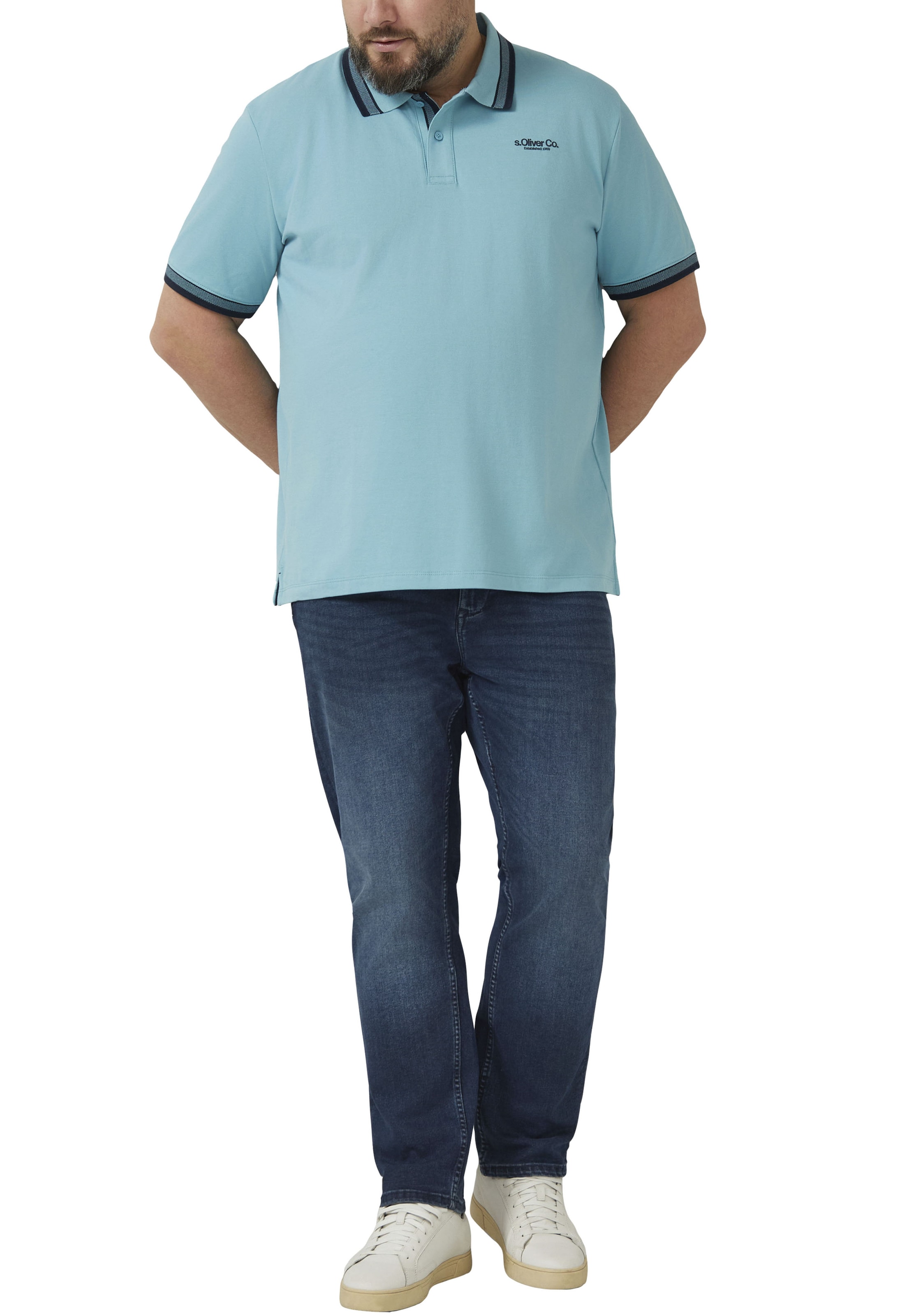 s.Oliver Men Big Sizes Poloshirt mit Logo Print