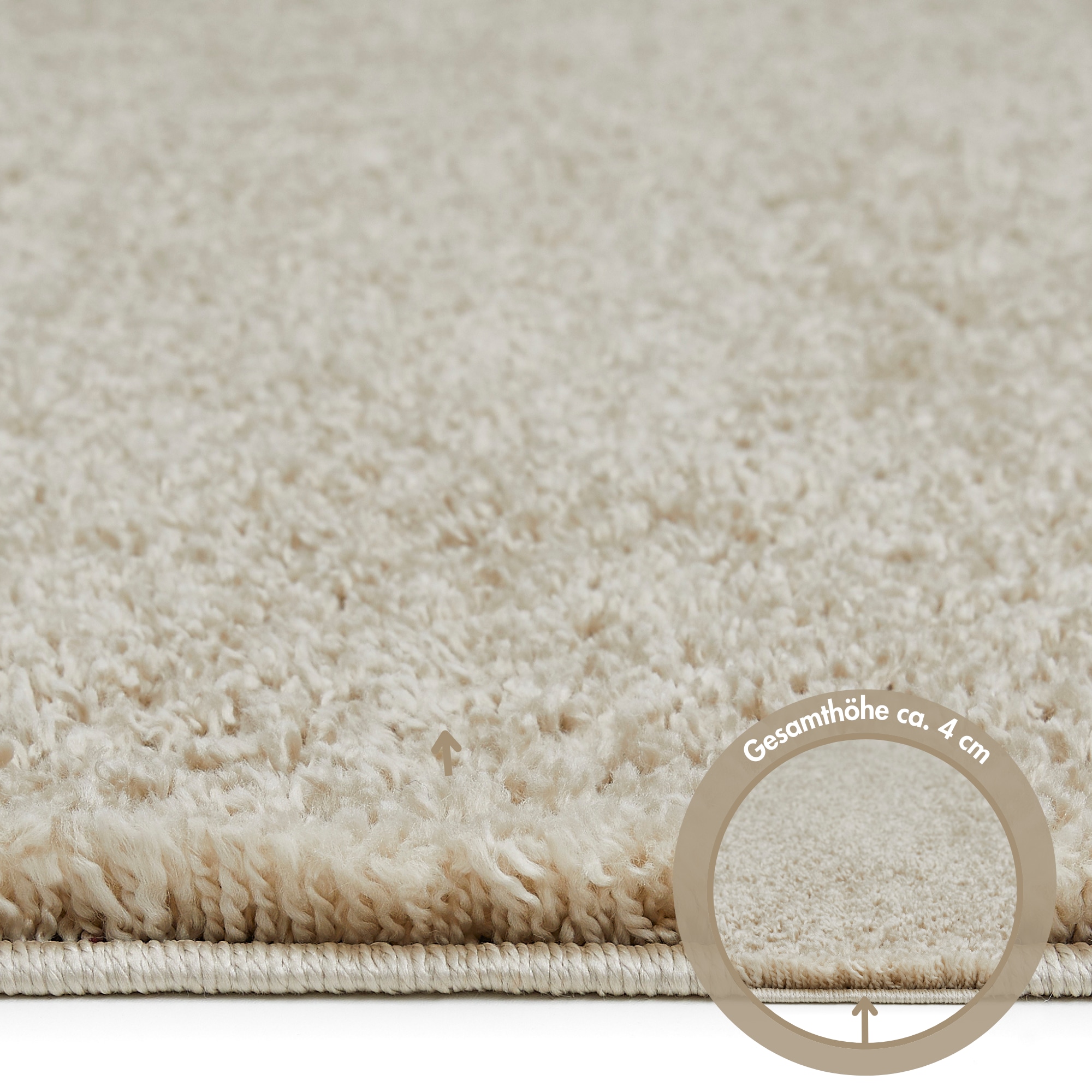 my home Hochflor-Teppich »Canberra« rechteckig 40 mm Höhe Uni Farben, weich & kuschelig, Wohnzimmer, Schlafzimmer