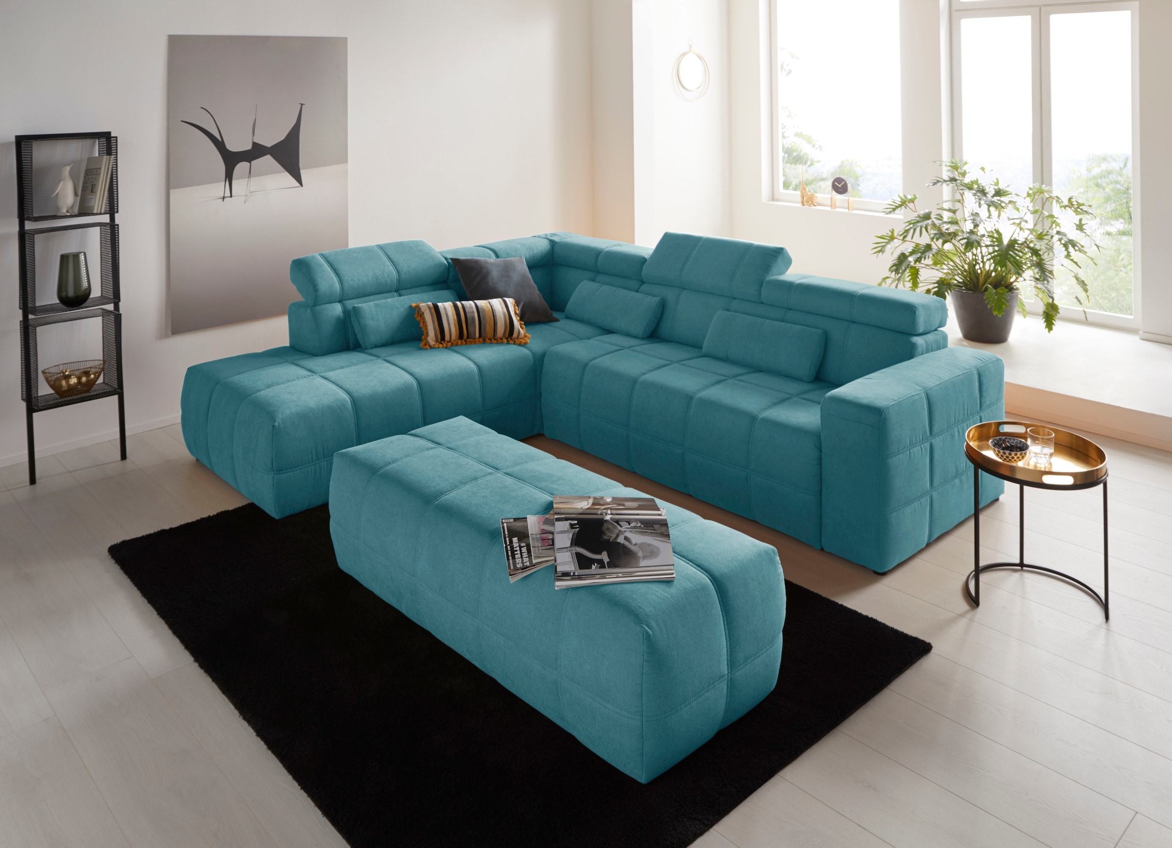 DOMO collection Ecksofa »Brandon L-Form, auch in Leder« inklusive Kopfteilverstellung, wahlweise mit Sitztiefenverstellung,