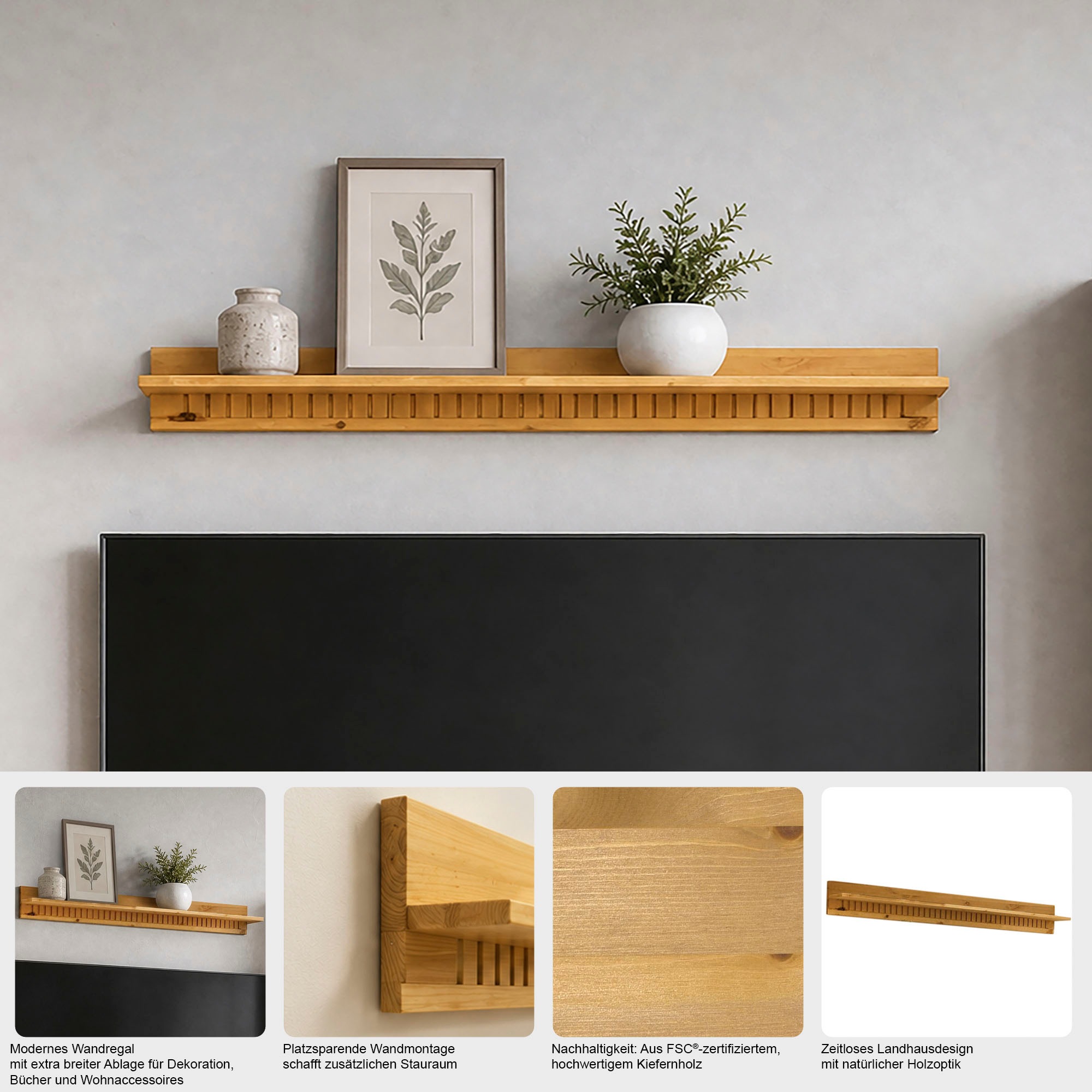 GOODproduct Tableau mural »Lisa« en beau pin massif, en différentes variantes de couleur