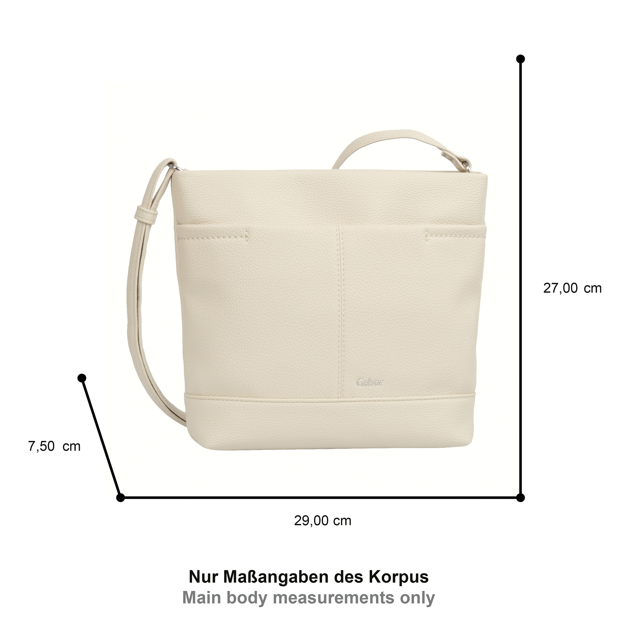 Gabor Sac à bandoulière »Lenea« aus leicht genarbtem Lederimitat mit dekorativen Ziernähten