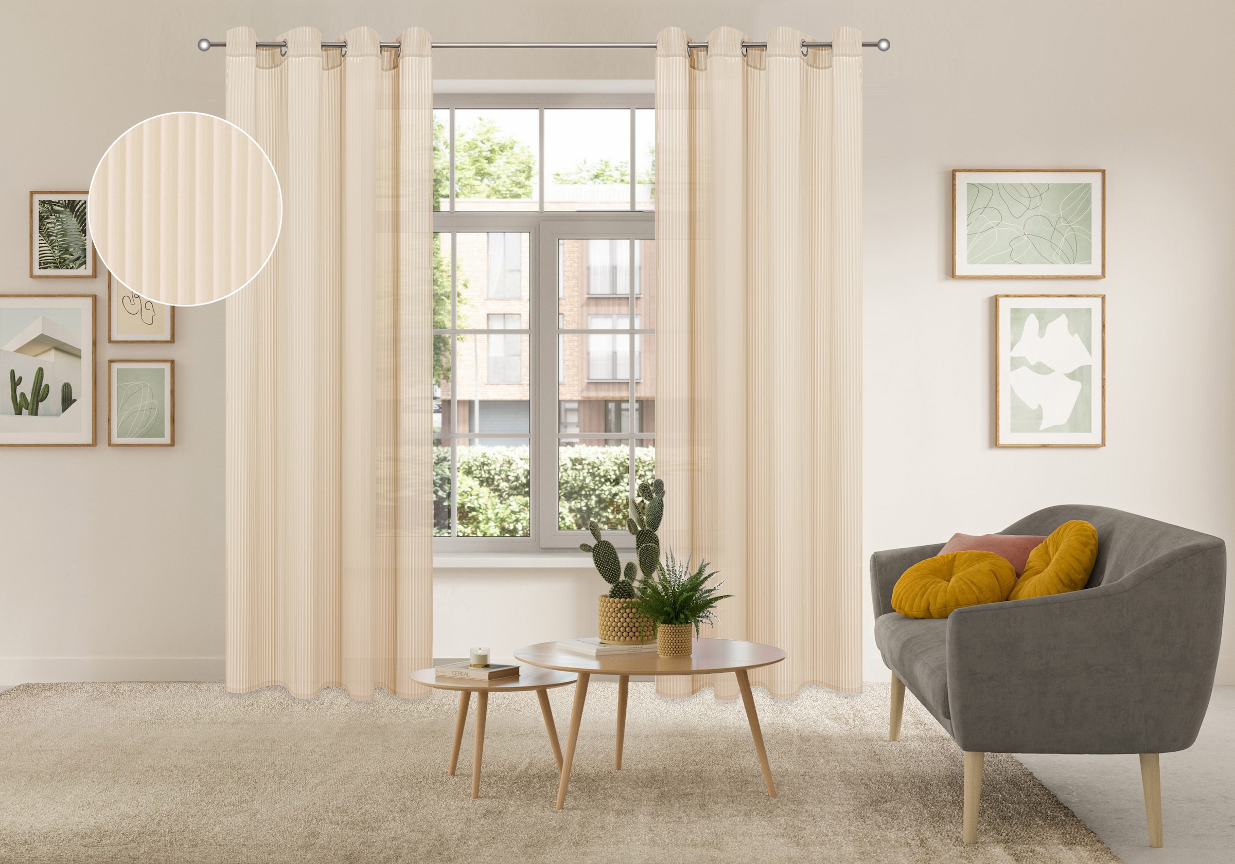 GOODproduct Gardine »Fritty« Ösen 2 Stk. tlg. Ösen,  transparent, Pflegeleicht, elegante Längststreifen