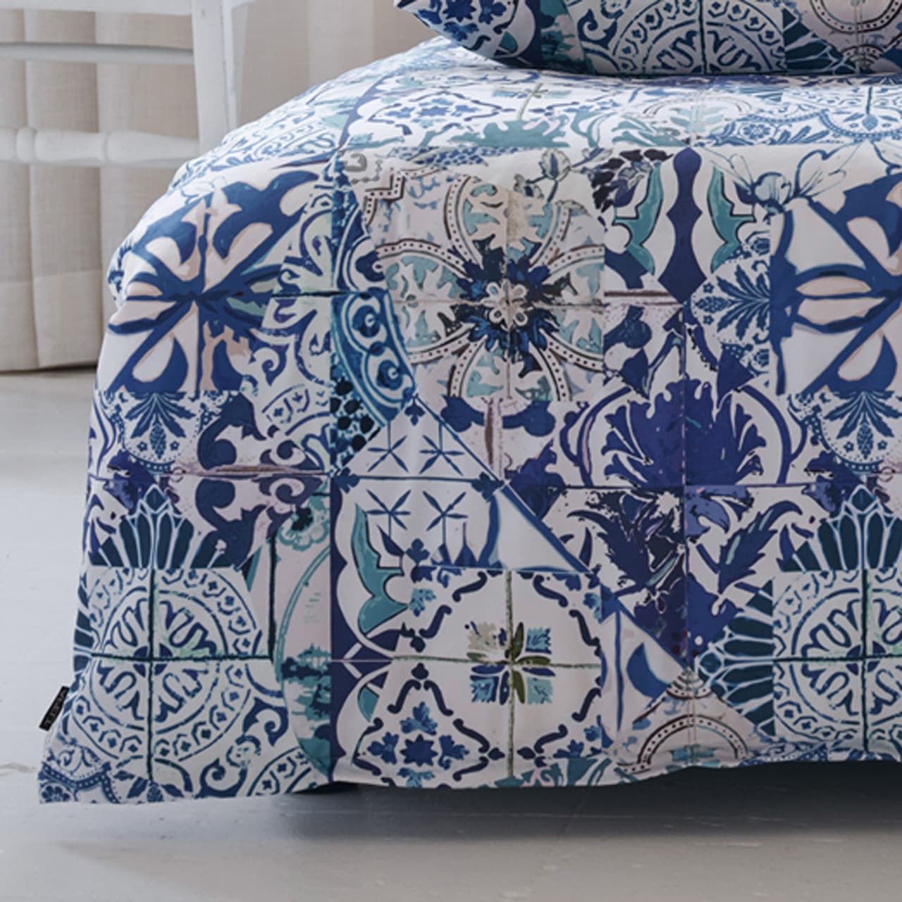 APELT Linge de lit »Azzuro« Carreaux peints à la main bleu et blanc, style Amalfitaine
