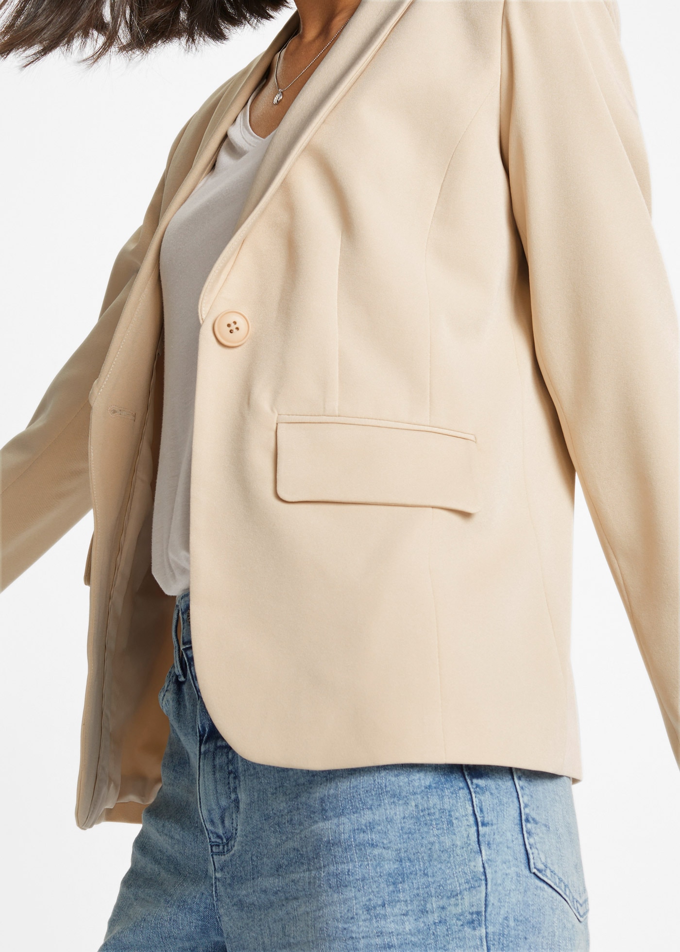 bonprix Jackenblazer eleganter Look, schmale Passform, aus Polyester und Elasthan