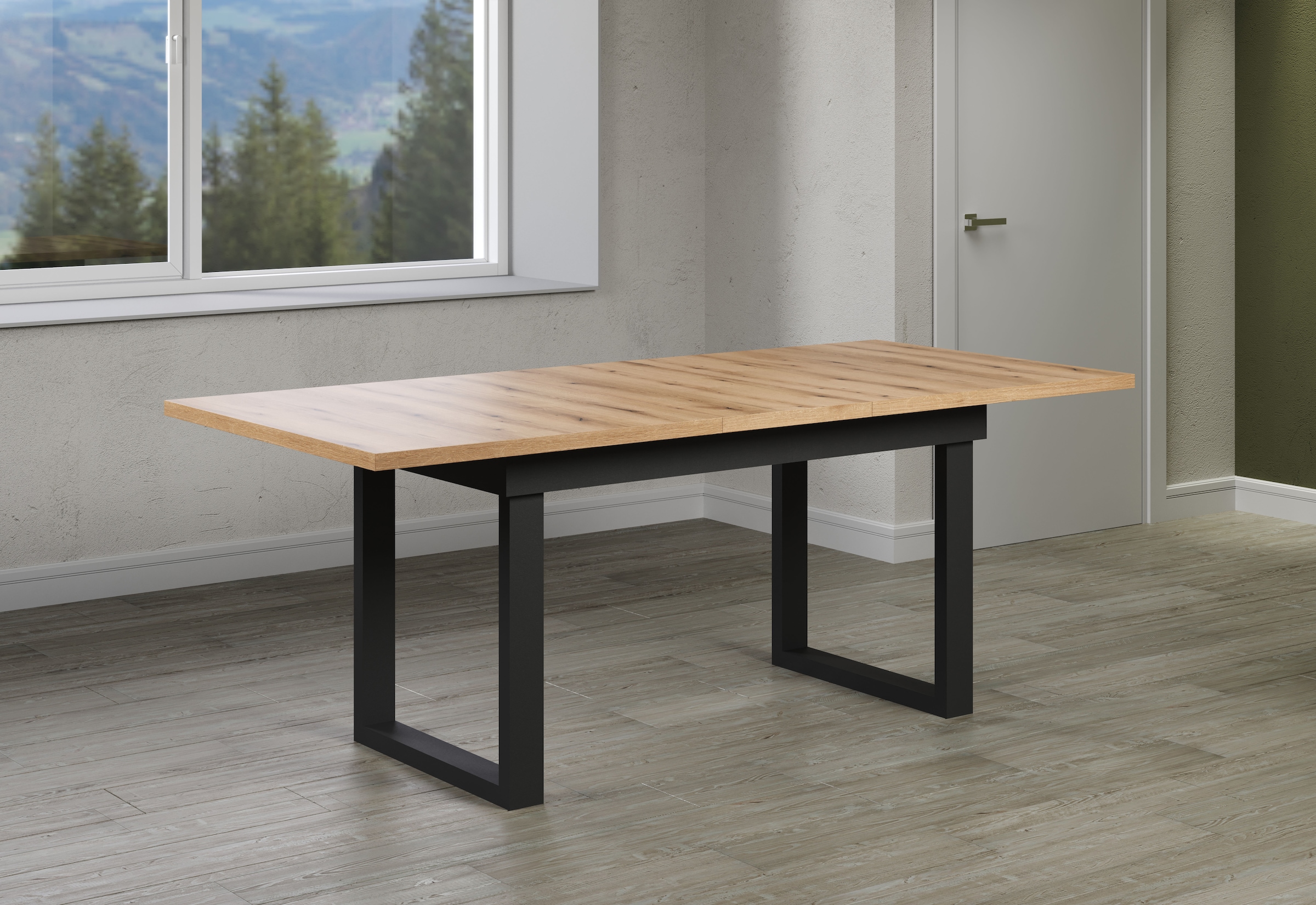 INOSIGN Table de salle à manger »Valencia« 1 cuis tlg. Synchroauszug; Metallkufen, ausziehbar auf 200 cm