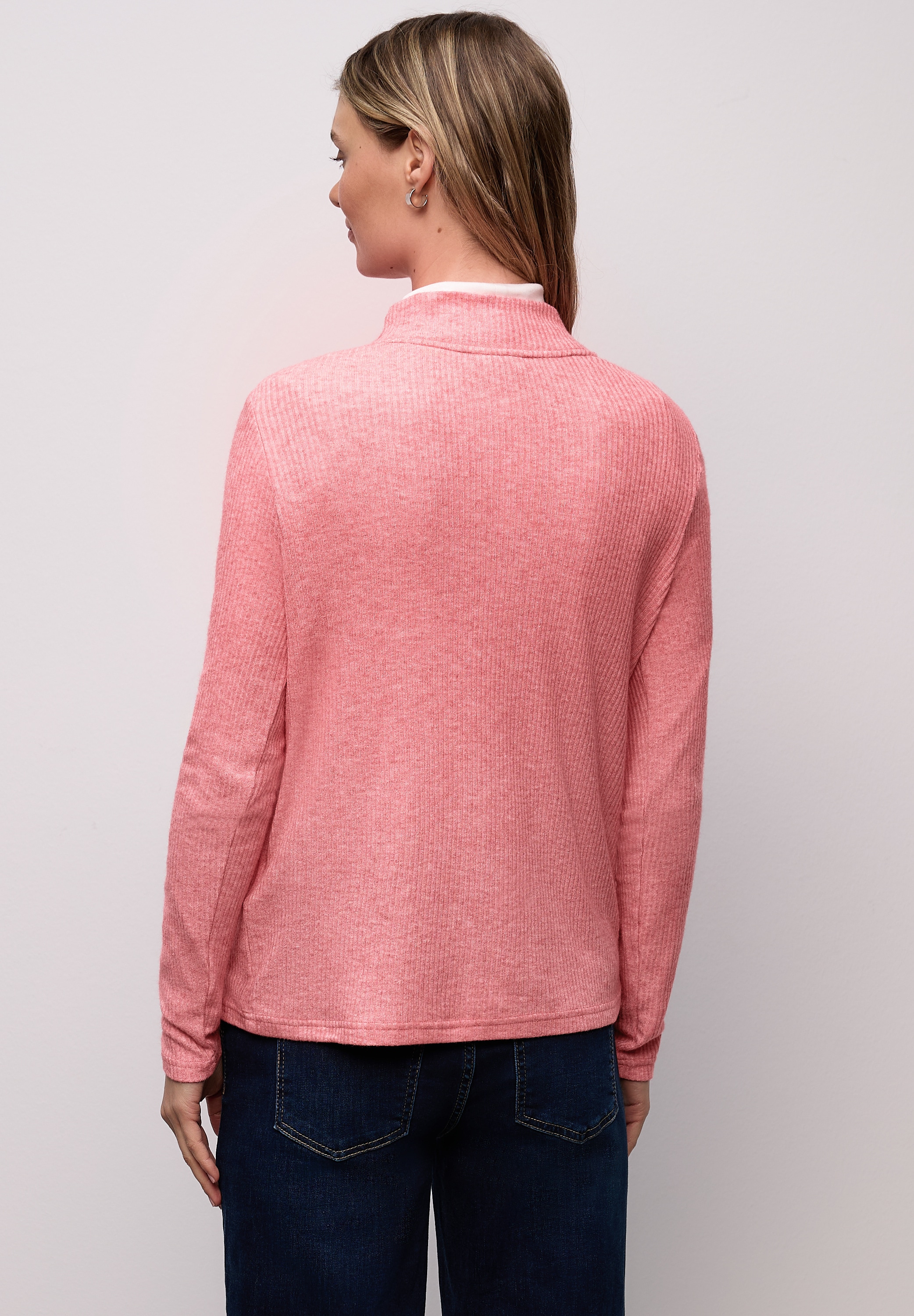 STREET ONE Langarmshirt mit Rippstruktur und Zipper