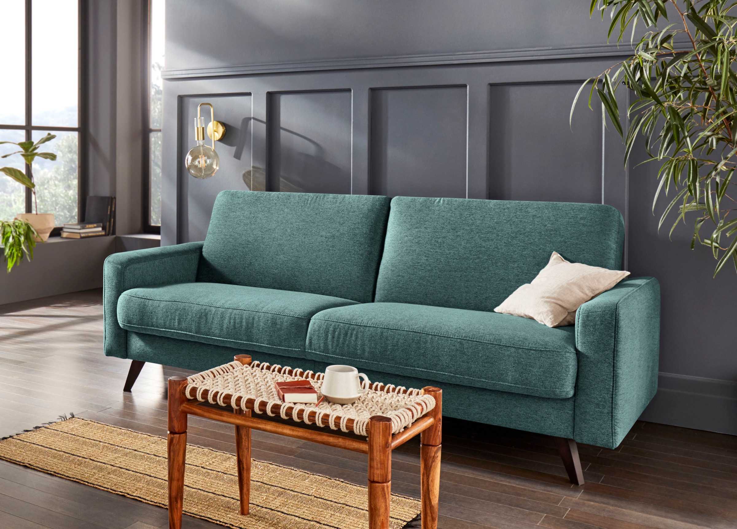 exxpo - sofa fashion 3-Sitzer »Samso, elegant und bequem, toller Sitzkomfort, Schlafsofa« Kippcouch, inklusive Bettfunktion und Bettkasten, Komfortsitzhöhe 49cm