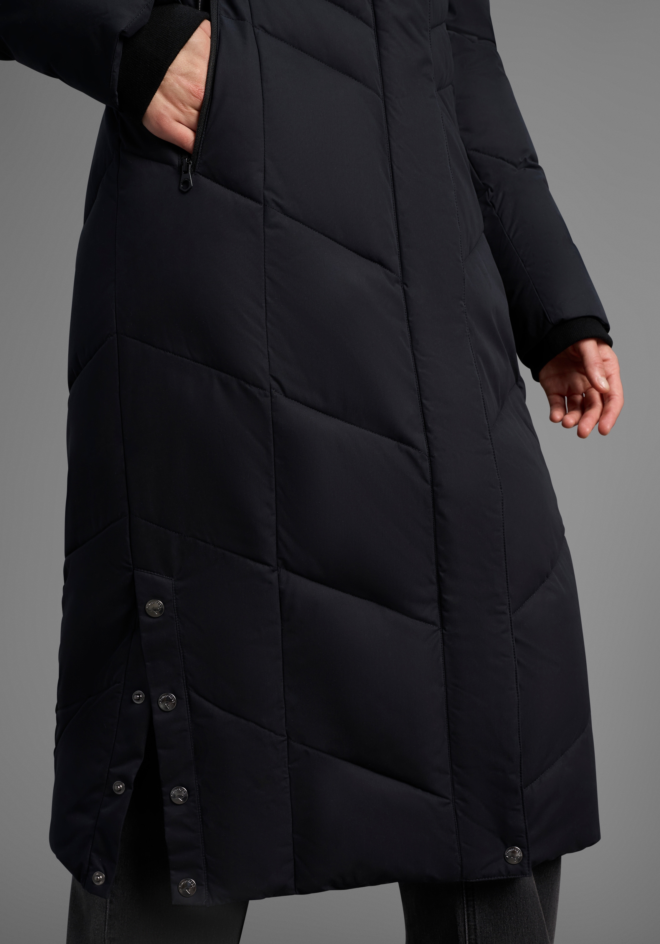 KangaROOS Manteau matelassé Langer Wintermantel mit seitlichen Knöpfen und Kapuze