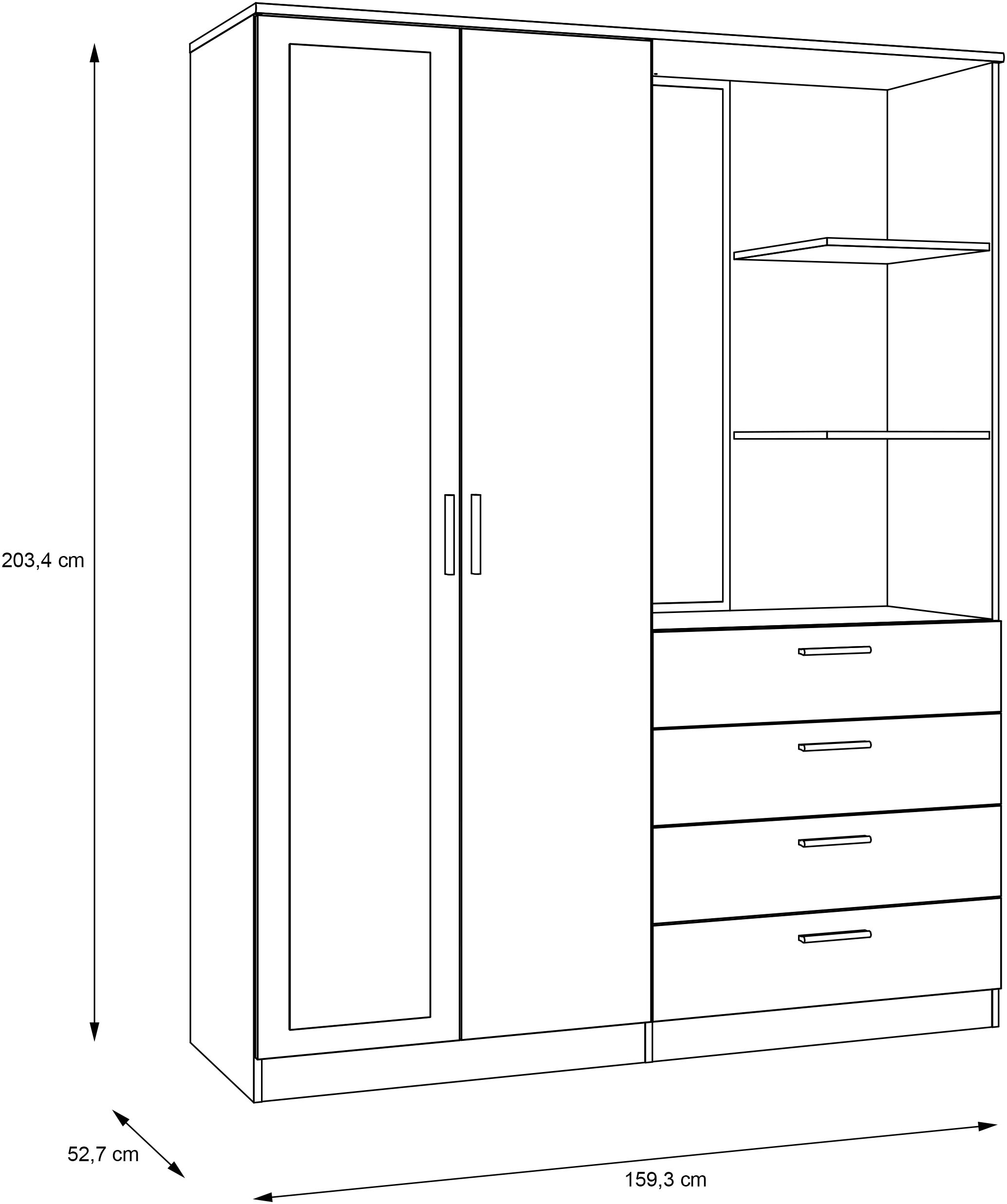 FORTE Vestiaire compact L/H/P 159,3/203,4/52,7 cm, rangement optimal