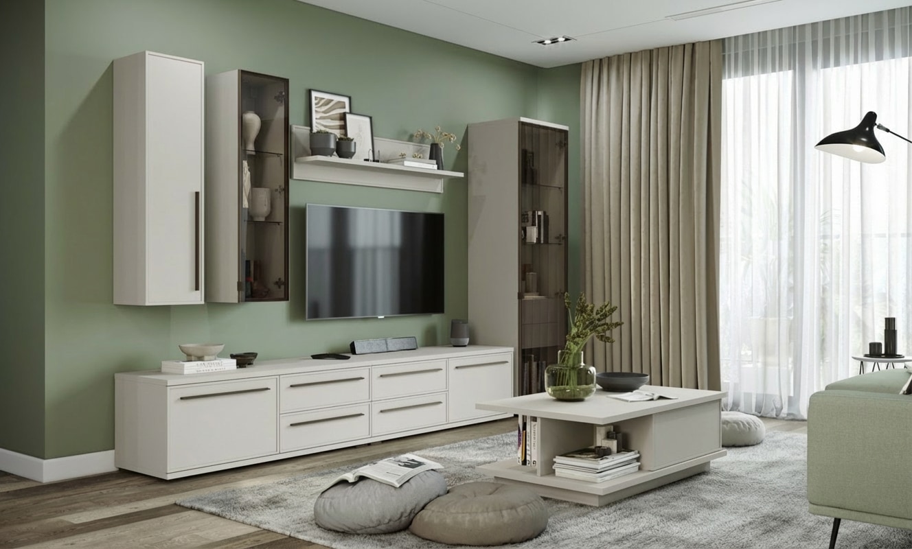 GOODproduct Vitrine suspendue »Opera, Wandschrank, Schwebendes Design für modernen Wohnraum« laqué UV, fonction Soft Close, montage mural