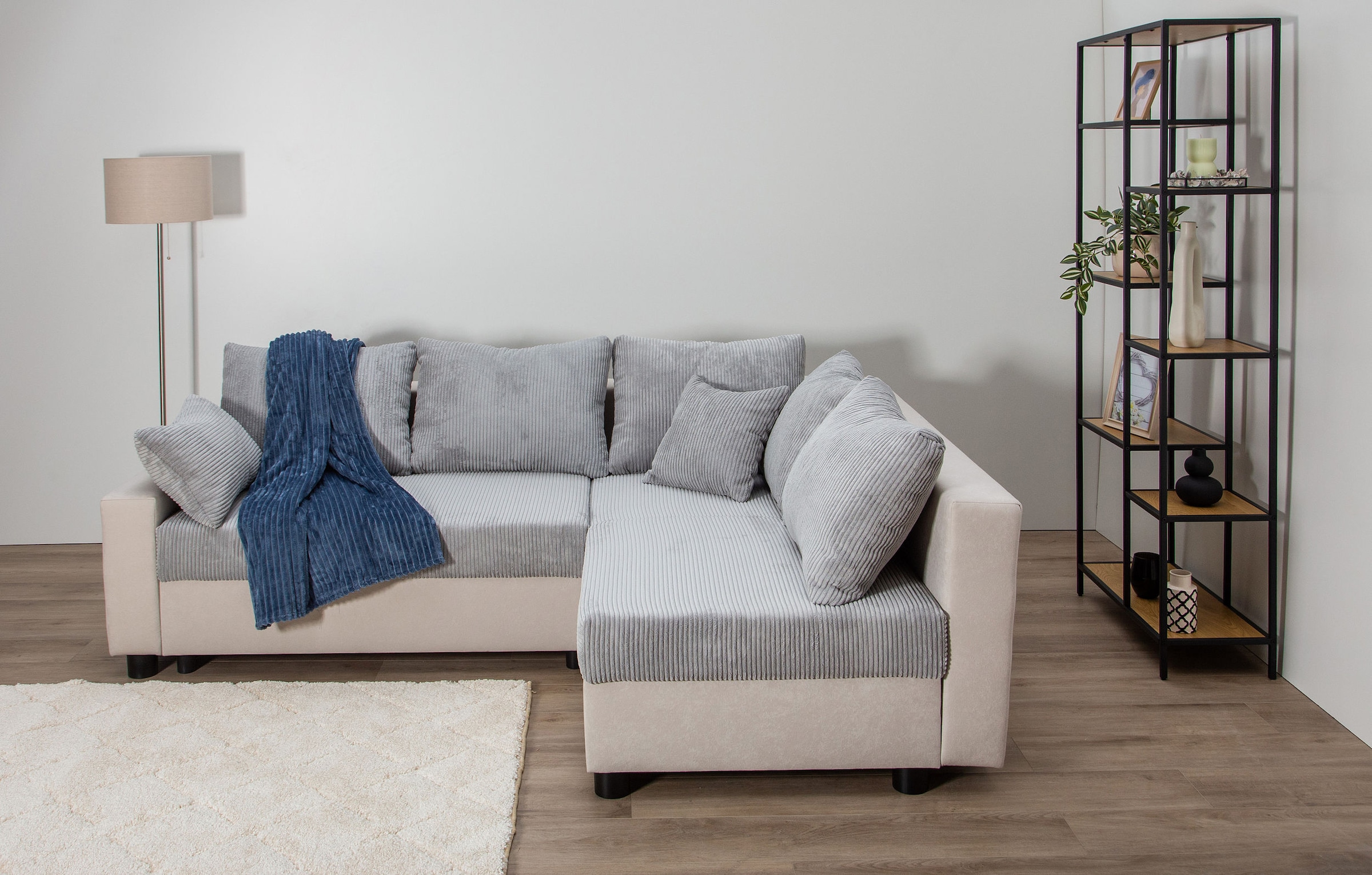 COLLECTION AB Canapé d'angle »Parma L-Form, B: 224 cm« fonction lit, coffre-lit & 2 coussins décoratifs, ressorts ensachés
