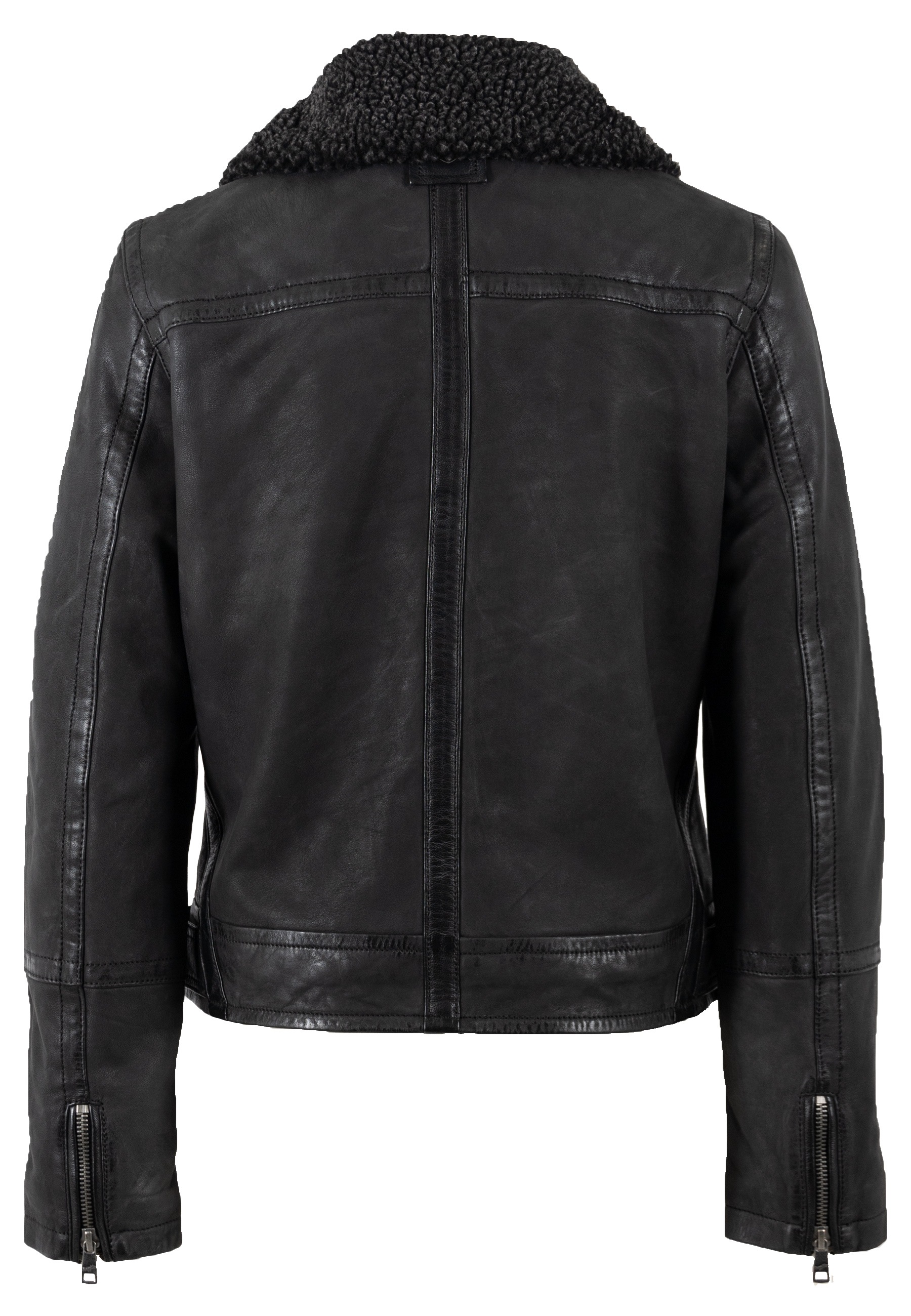Mauritius Veste en cuir »MWIskra« avec col en fausse fourrure teddy