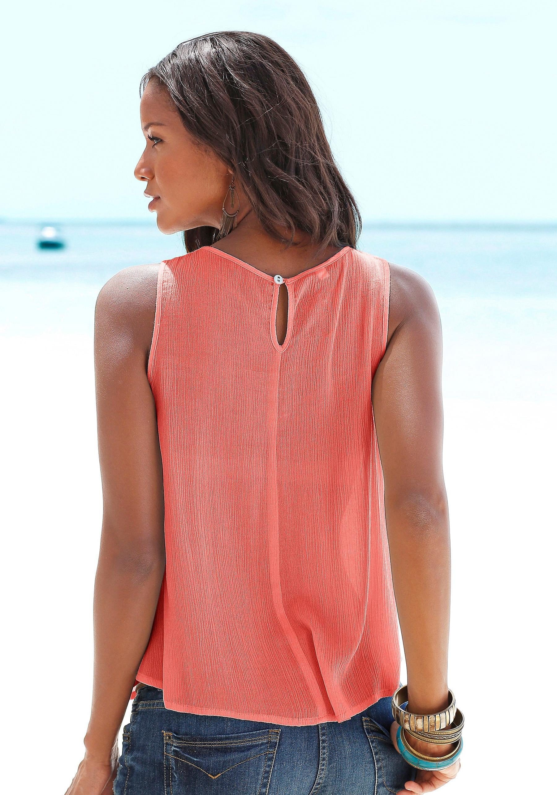 Buffalo Crepebluse mit Spitzeneinsatz, Blusentop, Boho-Style