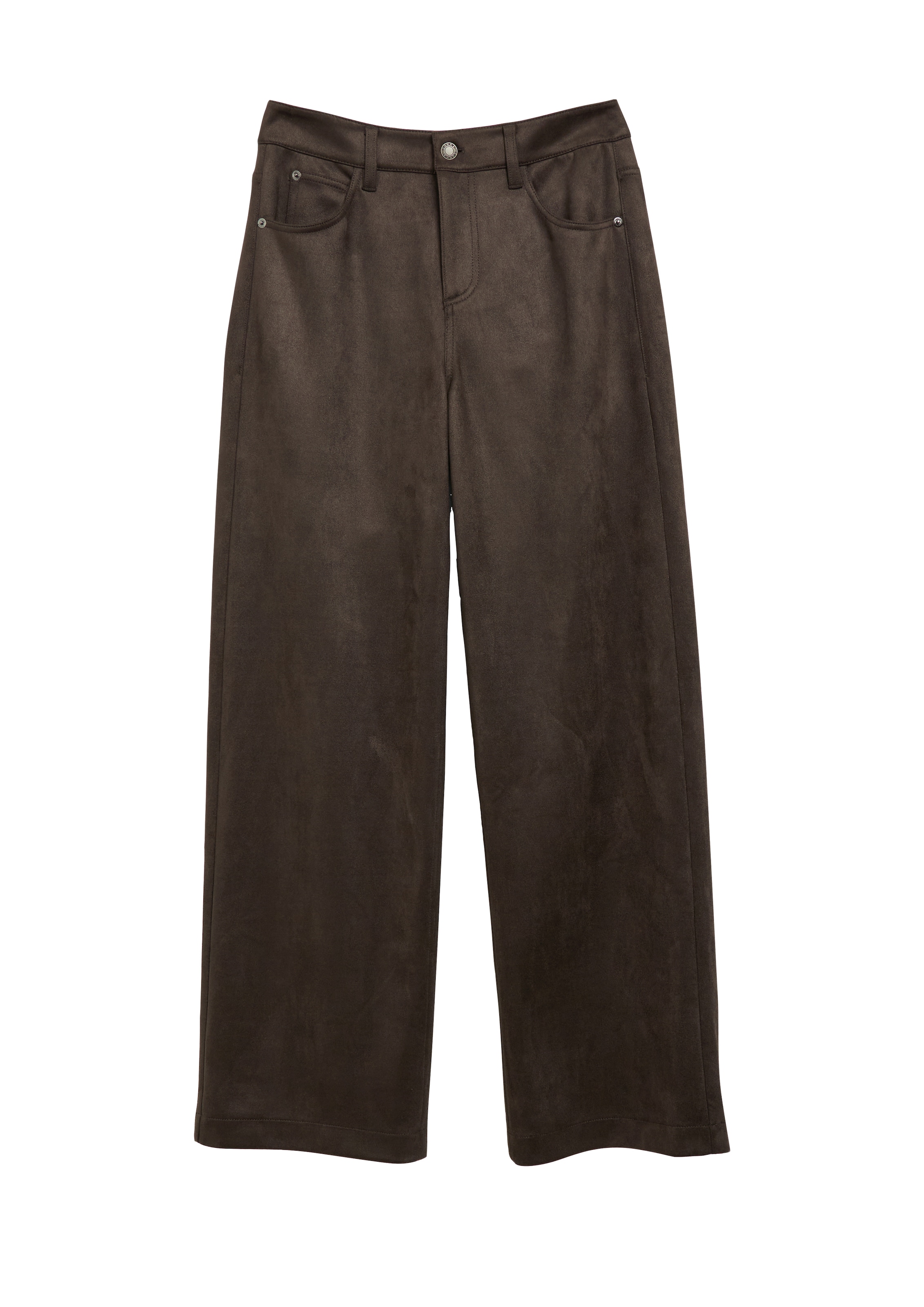 Comma Pantalon imitation cuir  en velours doux, jambe large, taille haute