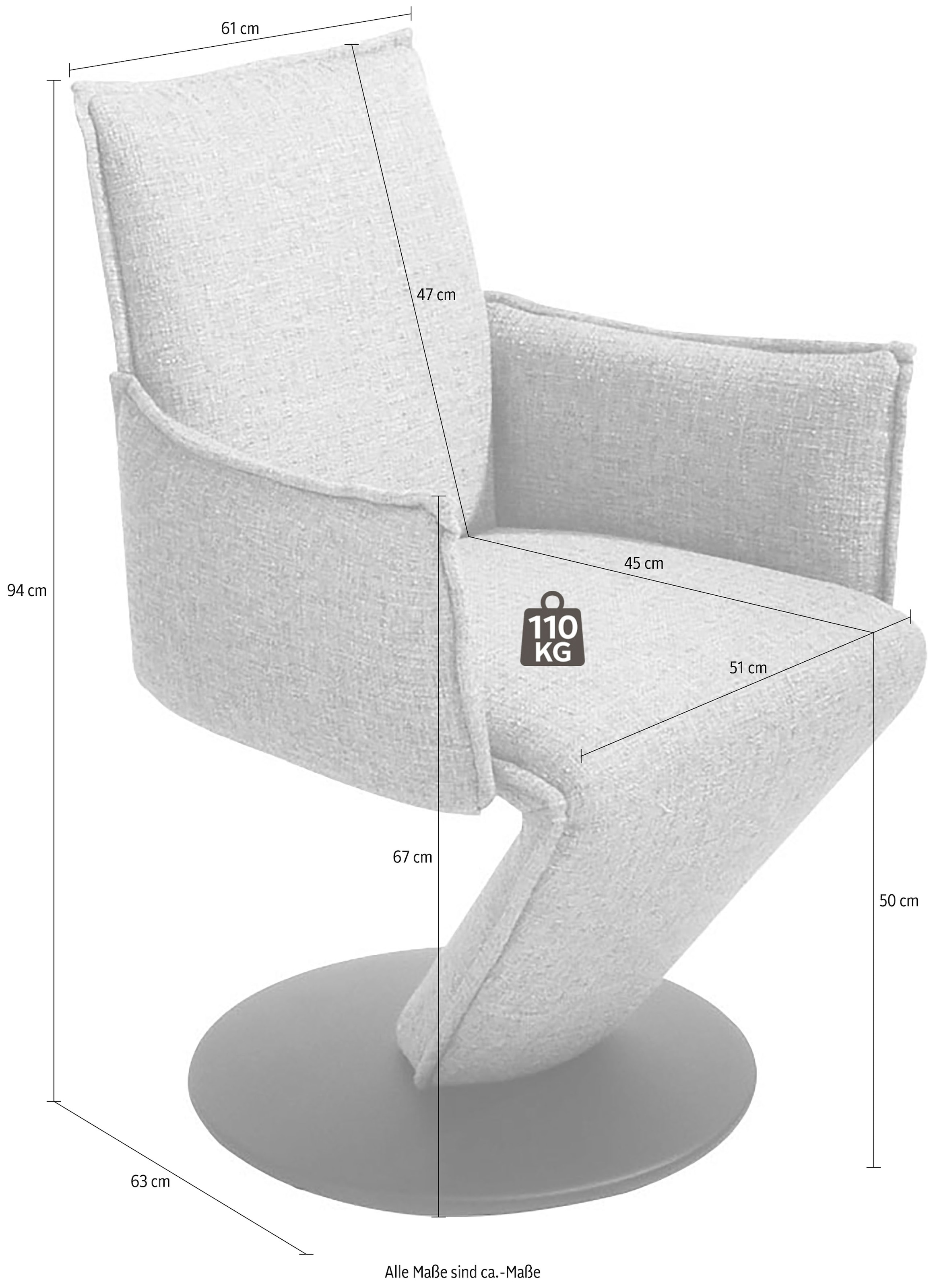 K+W Komfort & Wohnen Esszimmerstuhl »Drive, Drehstuhl« () Sessel mit federnder Sitzschale, Drehteller in Metall schwarz Struktur