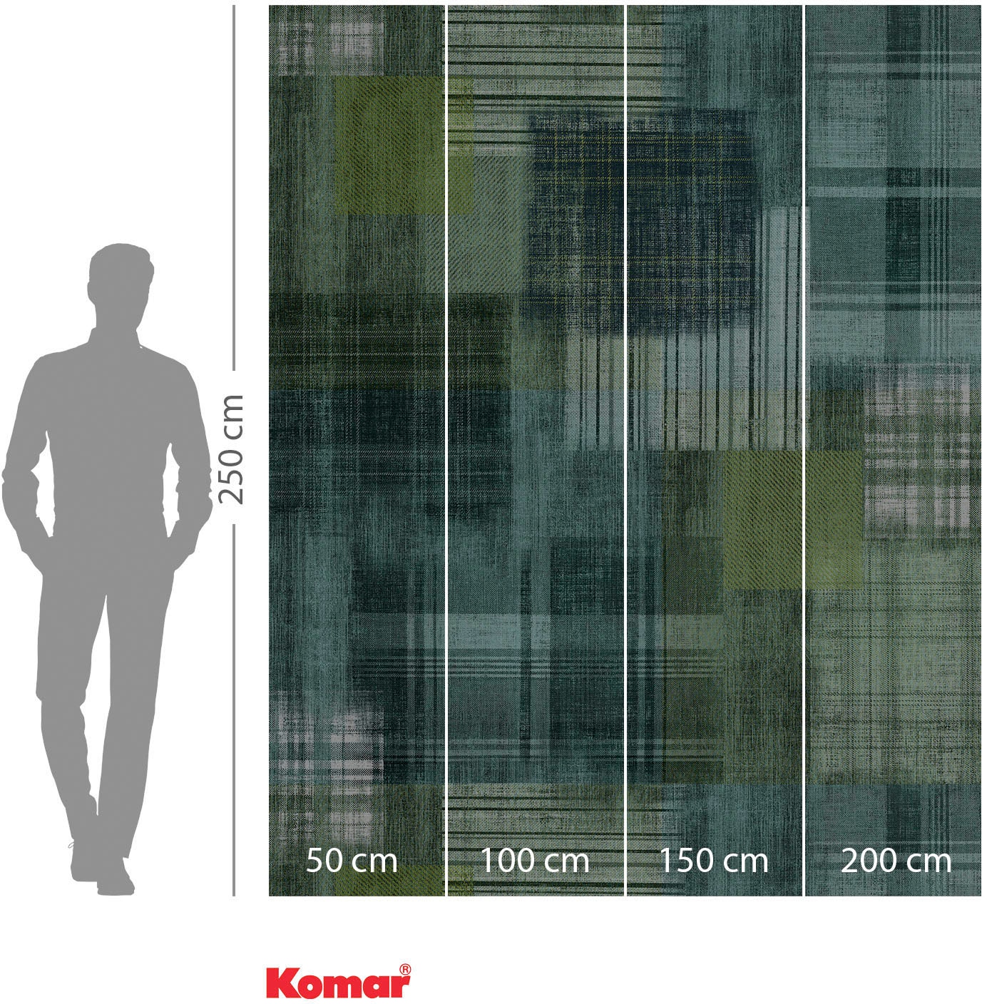 Komar Vliestapete »Digitaldruck Vlies -  Patchy Plaid - Grösse 200 x 250 cm« bedruckt glatt Wohnzimmer, Schlafzimmer