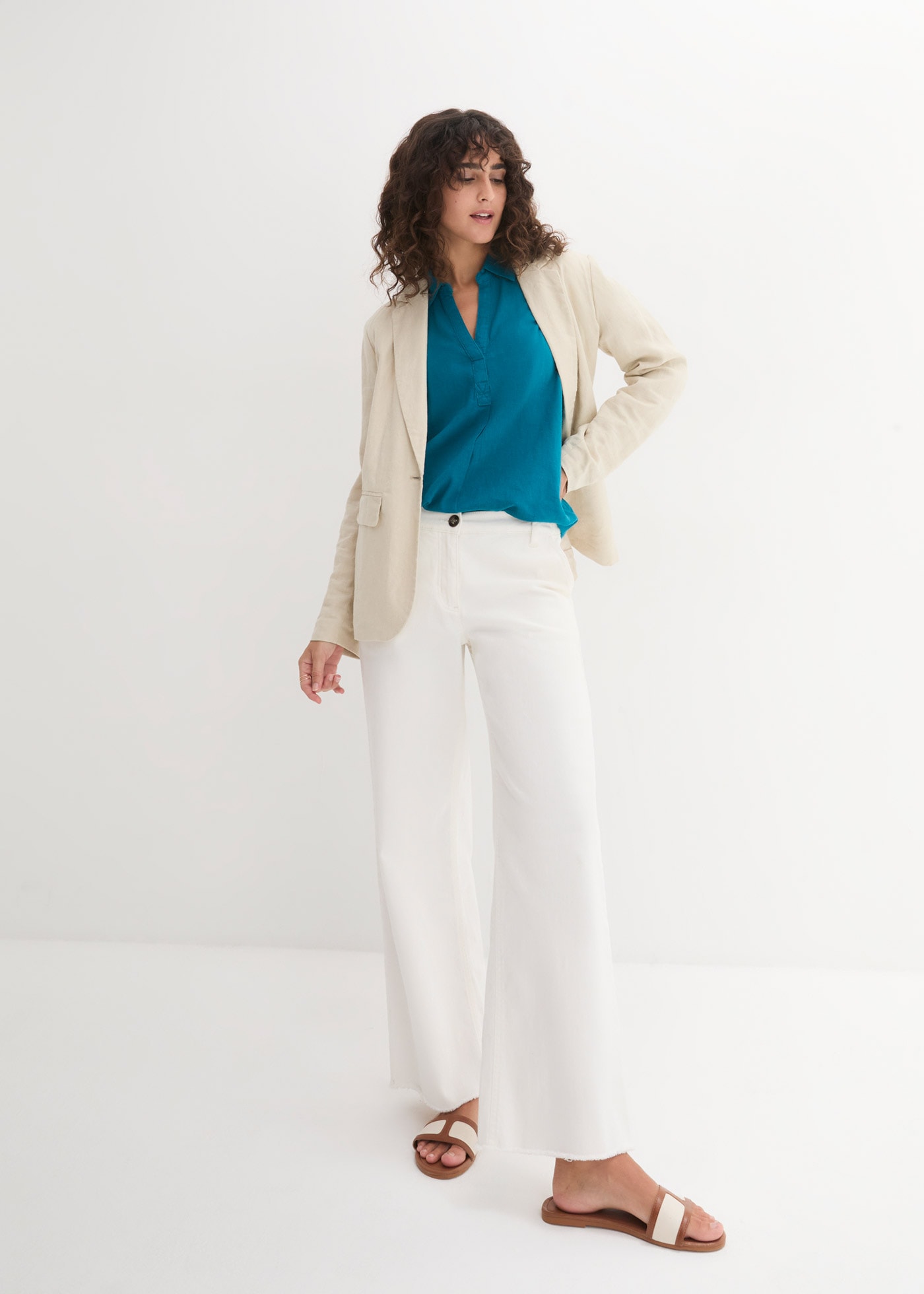 bonprix Langarmbluse »3/4-Arm Bluse mit Leinen« 3/4-Arm Bluse mit Leinen