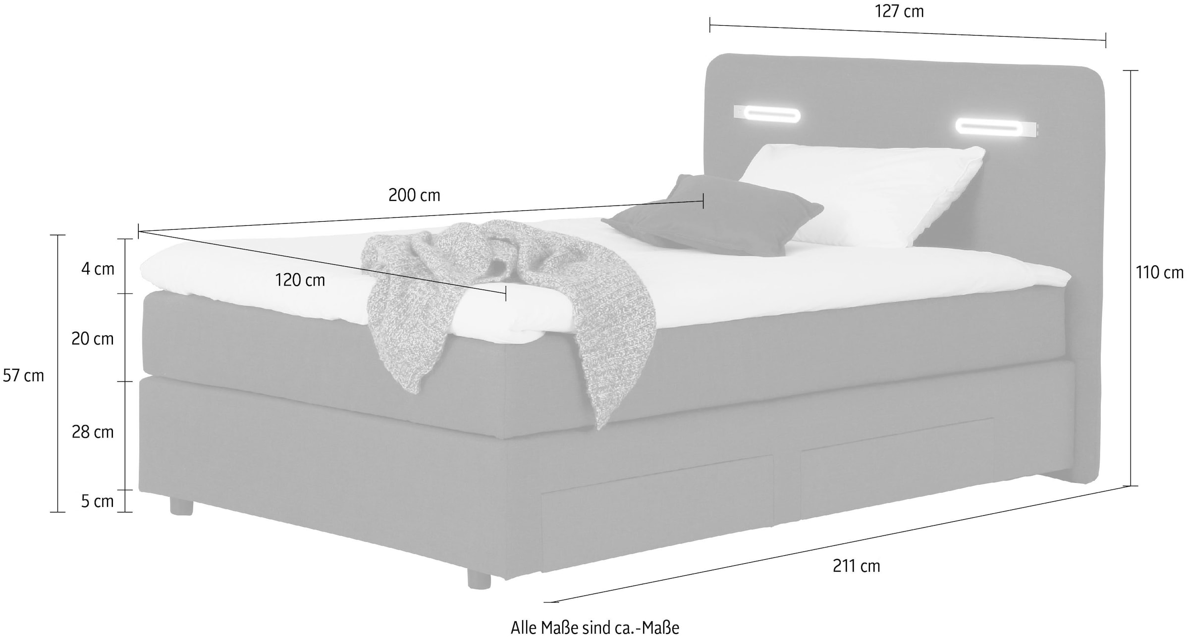 Home affaire »Luan« Schubkästen, LED-Beleuchtung und Topper, in Breite 120 cm und 180 cm