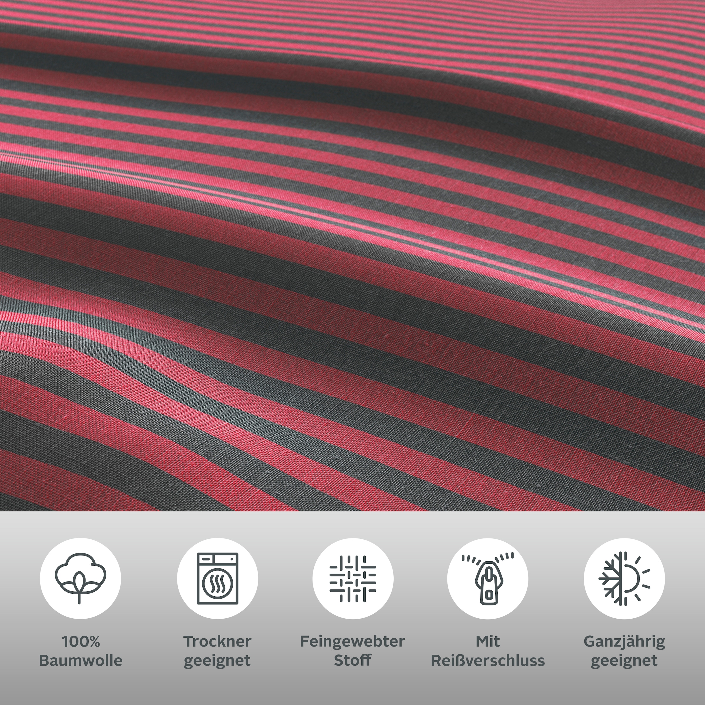 Bruno Banani Linge de lit »Jassen« 2 cuis tlg. moderne Bettwäsche aus Baumwolle, Bettwäsche mit Streifen-Design