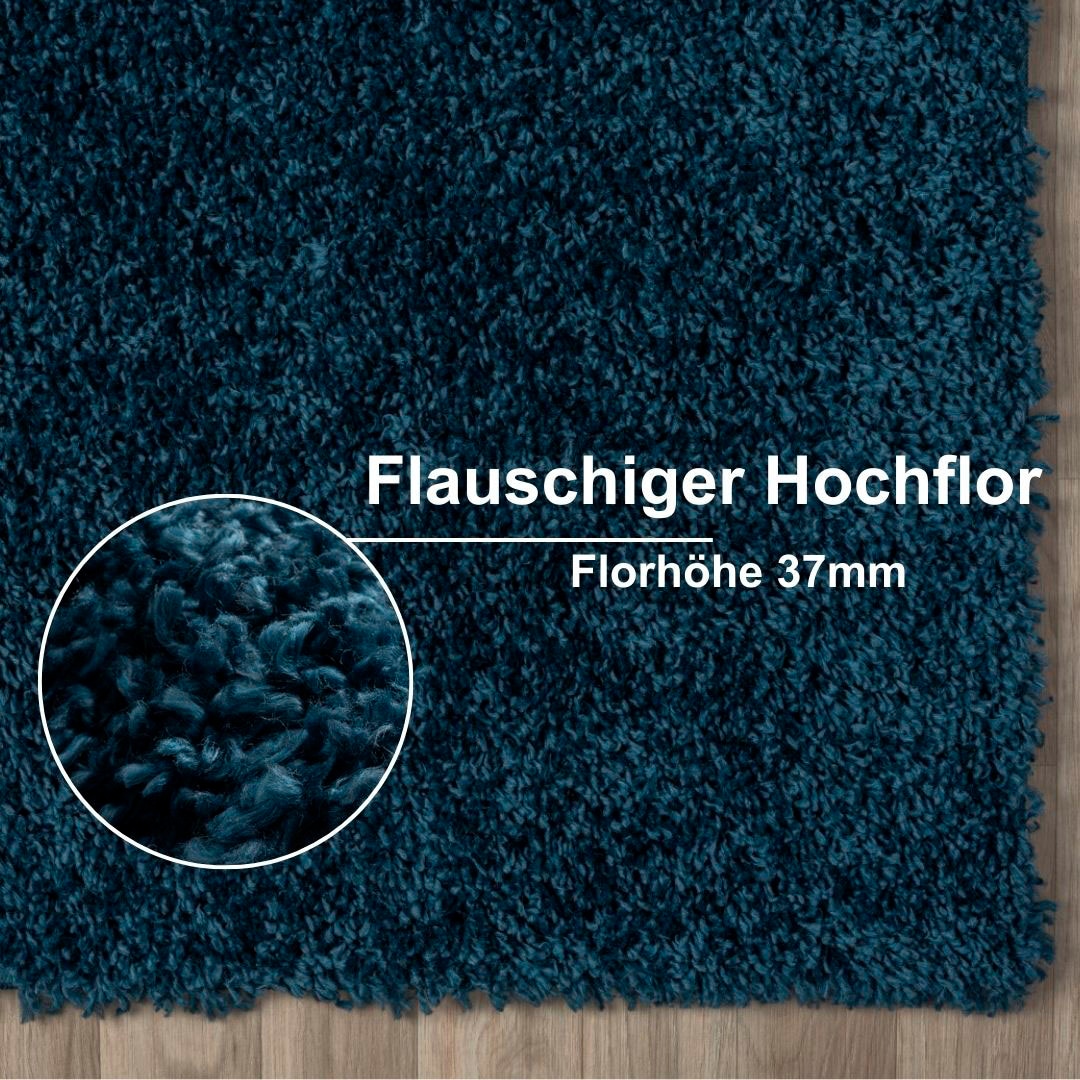GOODproduct Hochflor-Bettumrandung »Banji« Höhe 37 mm 3 tlg. Uni Farben, weich und flauschig, auch als Läufer & in rund erhältlich