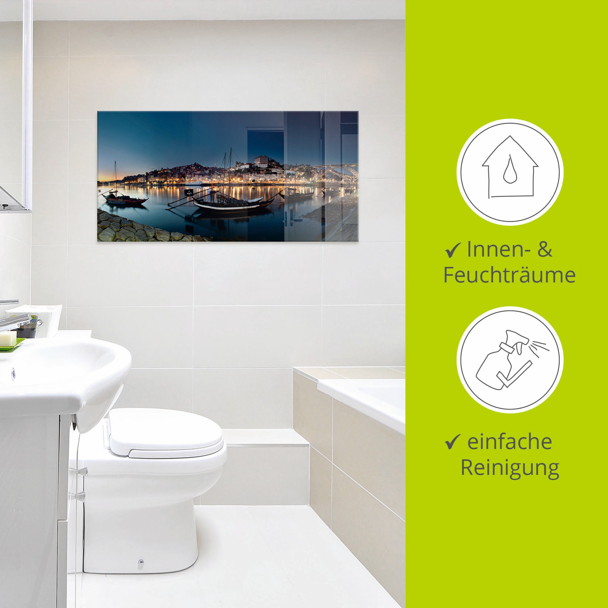 Artland Glasbild »Porto - Nachtpanorama« Europa 1 Stk. tlg. in verschiedenen Grössen