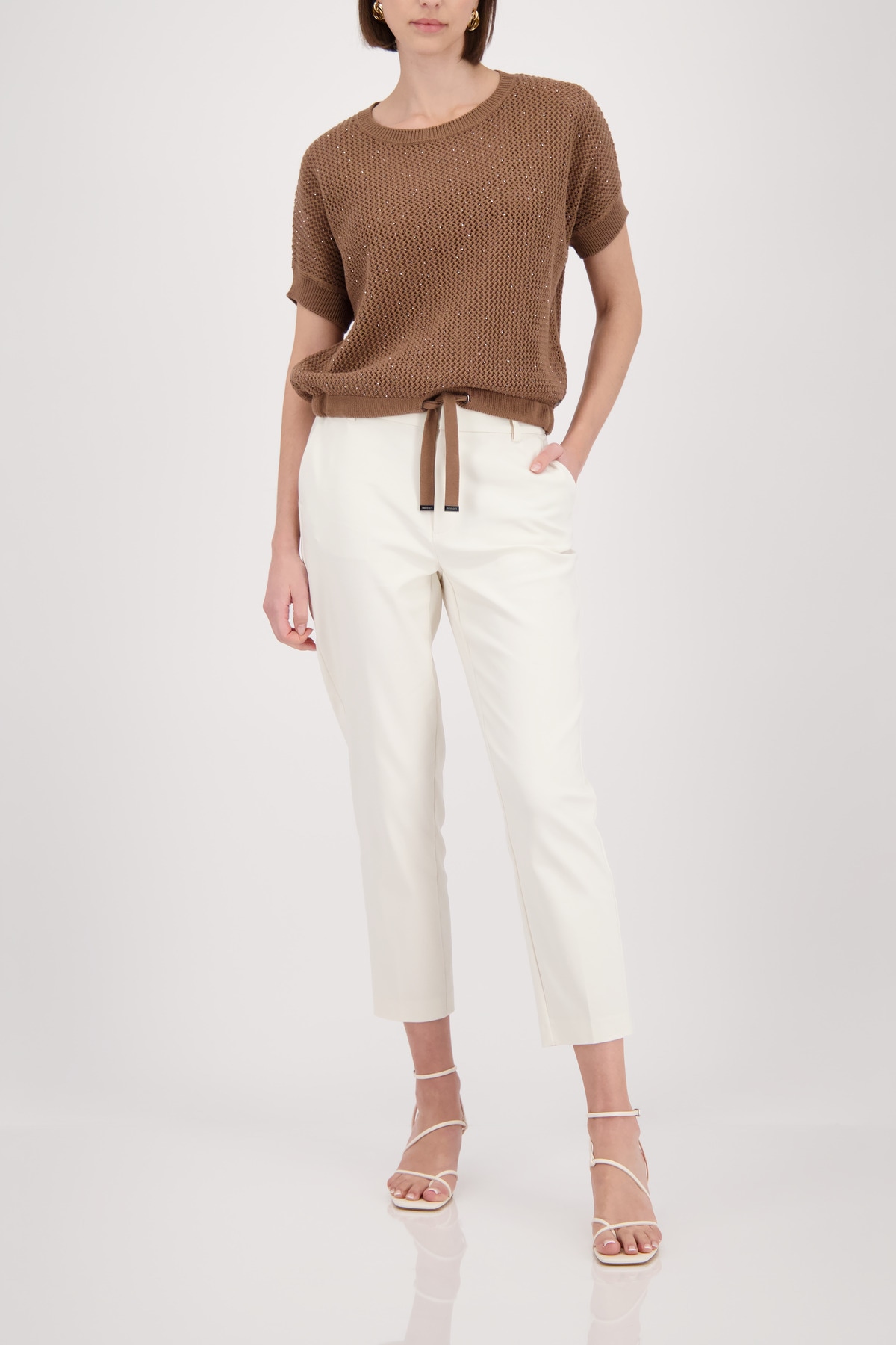 Monari Ajourpullover »Pullover Basic Schmuck« Regular fit mit Strasssteinen