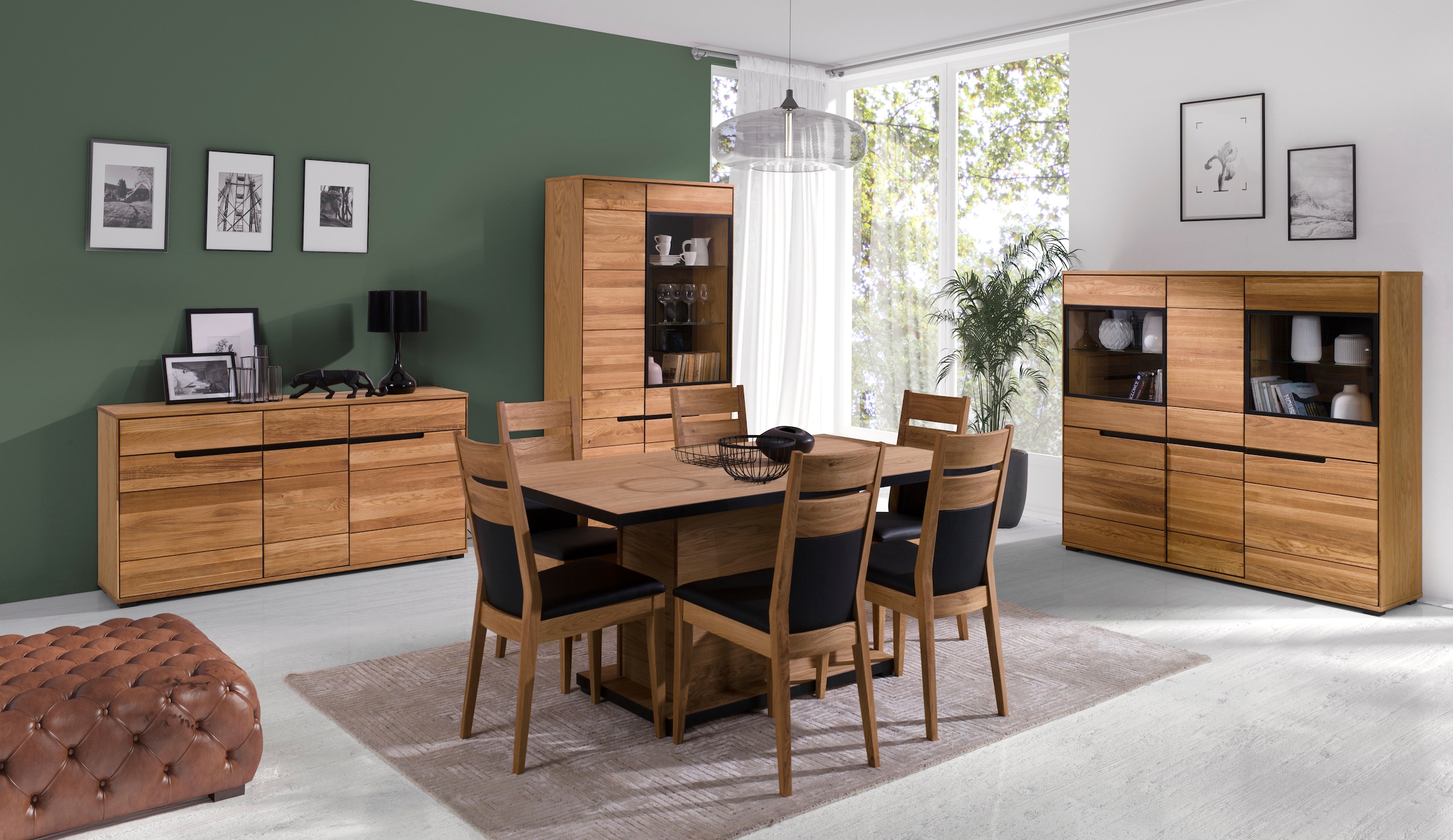 Home affaire Buffet haut Aluglastüren in Schwarz, Türen mit dampfer, dunklen Innenrückseite