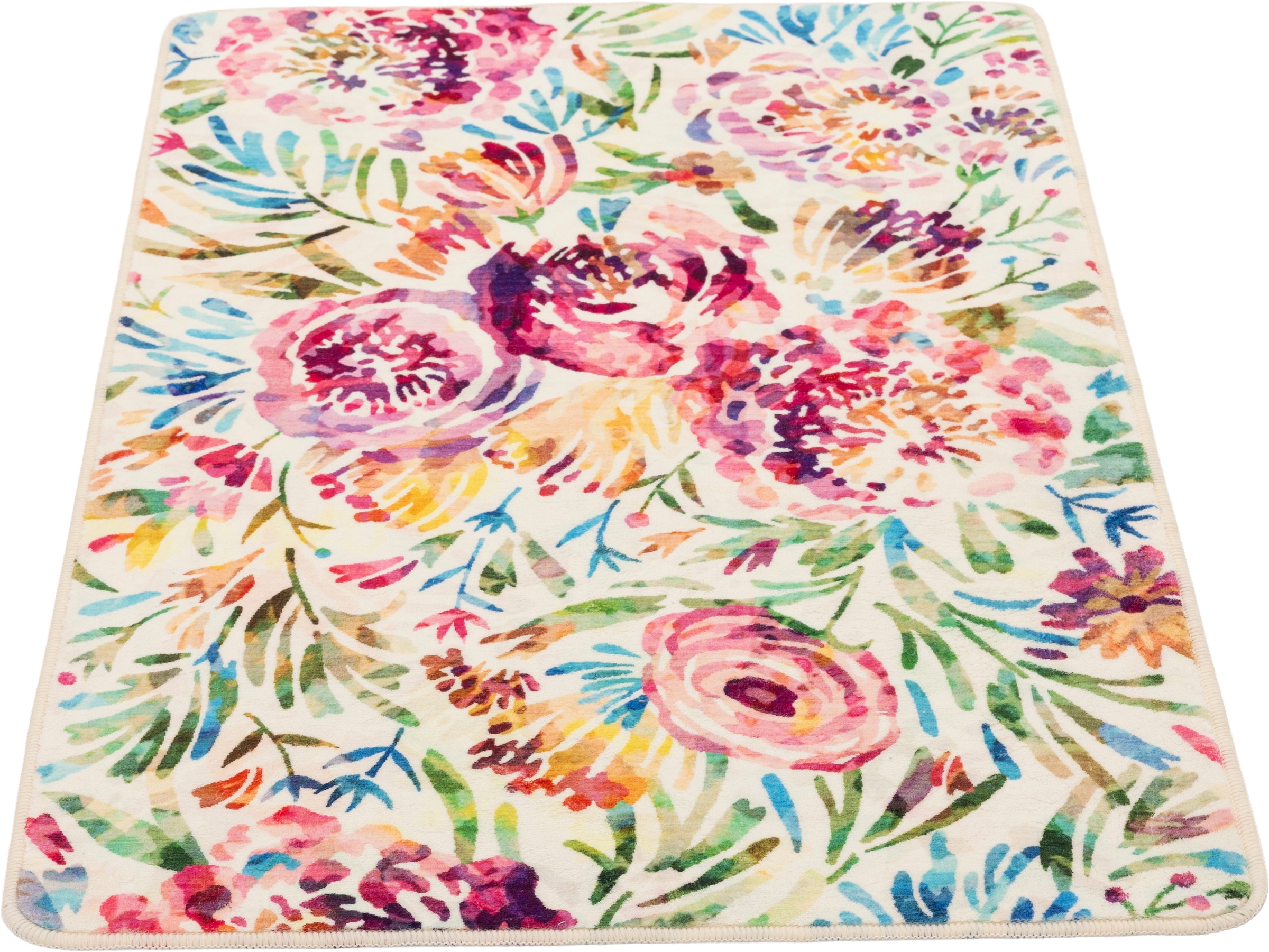 Gino Falcone Tapis de bain »Aquata GF-158, Badvorleger, Badezimmer Teppich« Höhe 5 mm Badteppich, bedruckt, Blumen Design, rechteckig