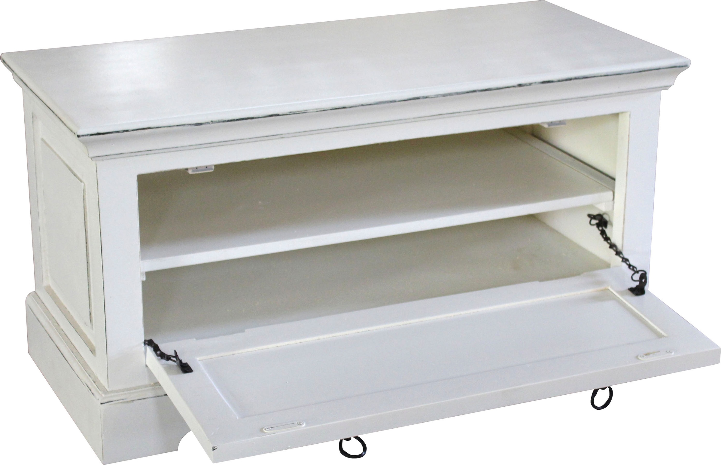SIT Armoire à chaussures »Winchester aus Mangoholz im skandinavischen Design« Surface blanche antique avec des marques d'usure caractéristiques