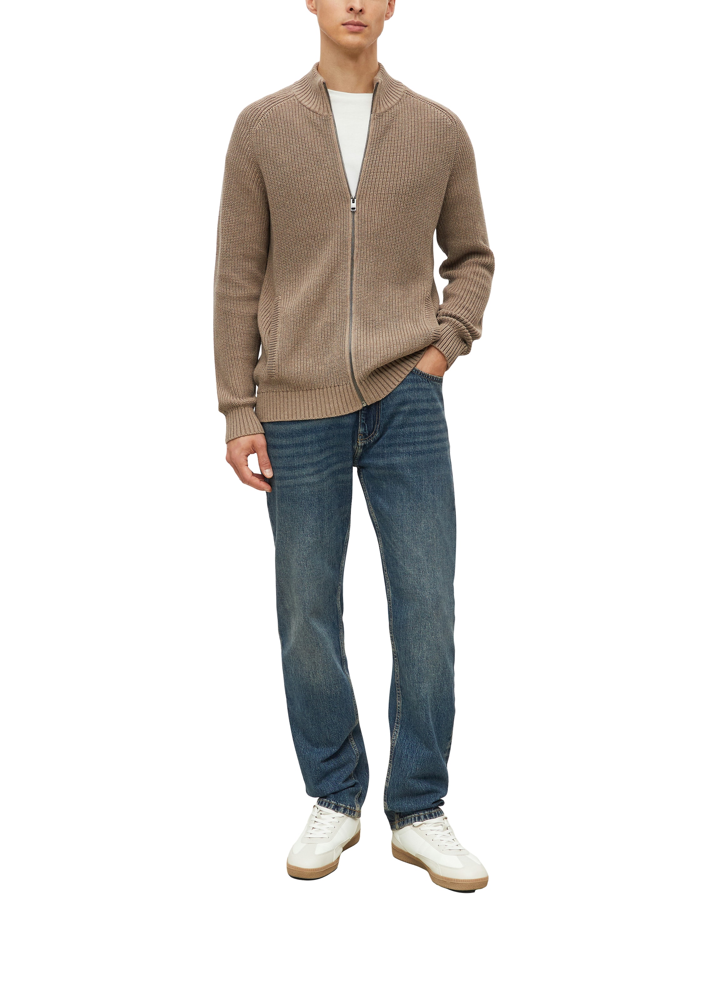 s.Oliver Veste en tricot Stehkragen, Rippstrick, Baumwolle