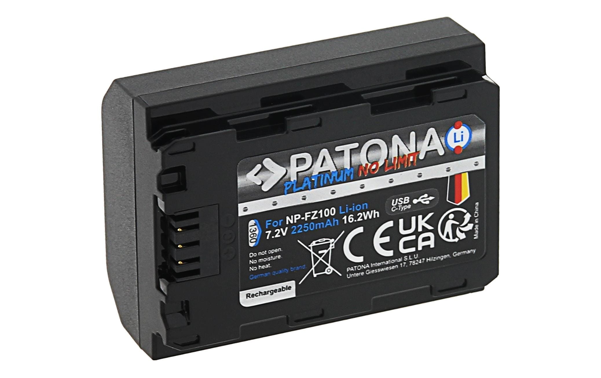   Batterie rechargeable »Patona Platinum Akku für Sony NP-FZ100 A7 III« 2.600 mAh