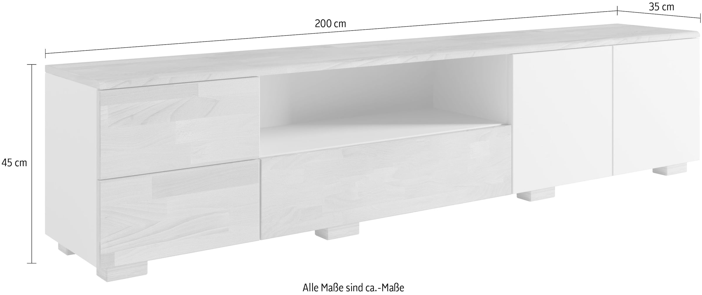 GOODproduct Table basse »Citra teilmassiv« Breite 200 cm, moderne grifflose Optik mit push to open Funktion
