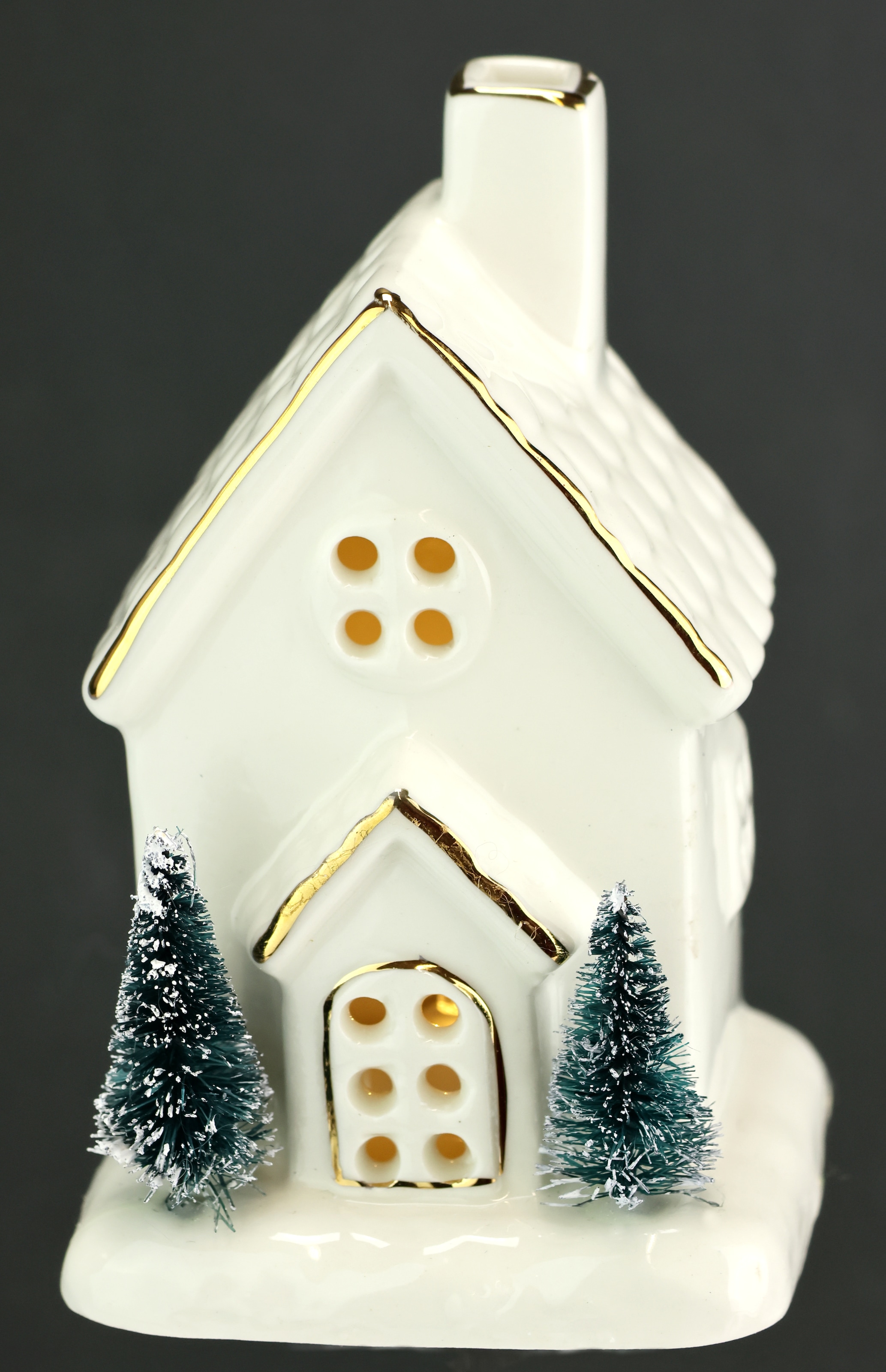 I.GE.A. LED-Dekofigur »LED-Haus« Dekoobjekt LED batteriebetrieben Weiss Gold Weihnachtsdeko