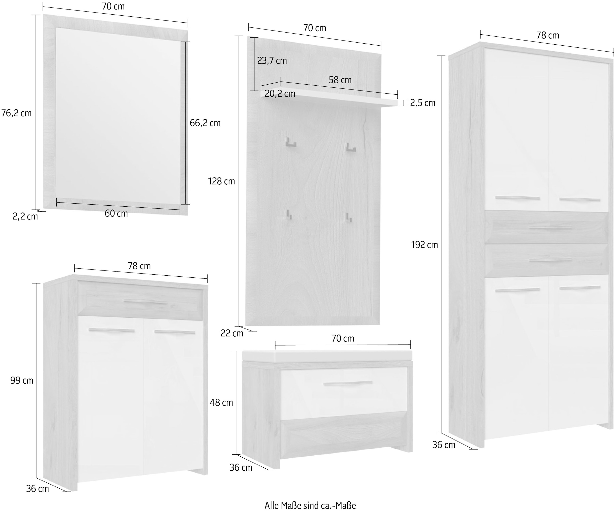 GOODproduct Garderoben-Set »Gala« Set, 5 Stk. tlg.